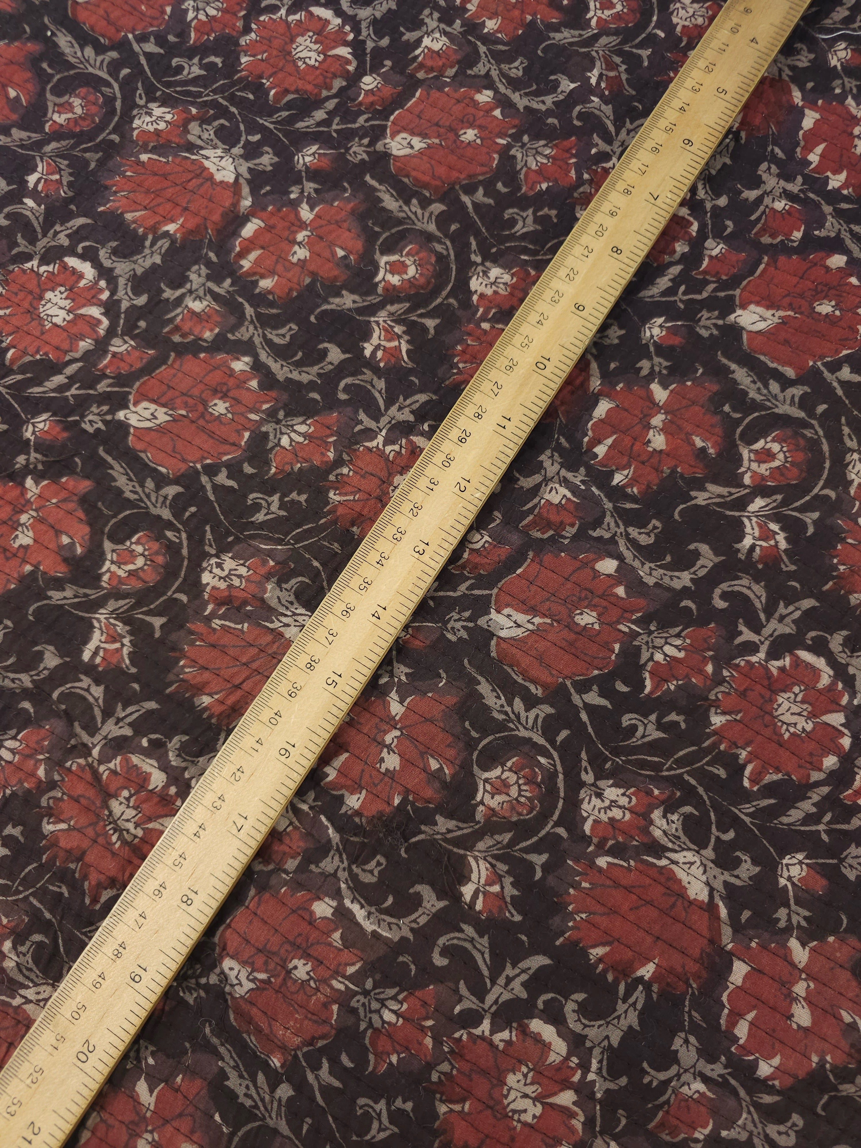 Brown/Burgundy Vintage Floral Quilted Block Print