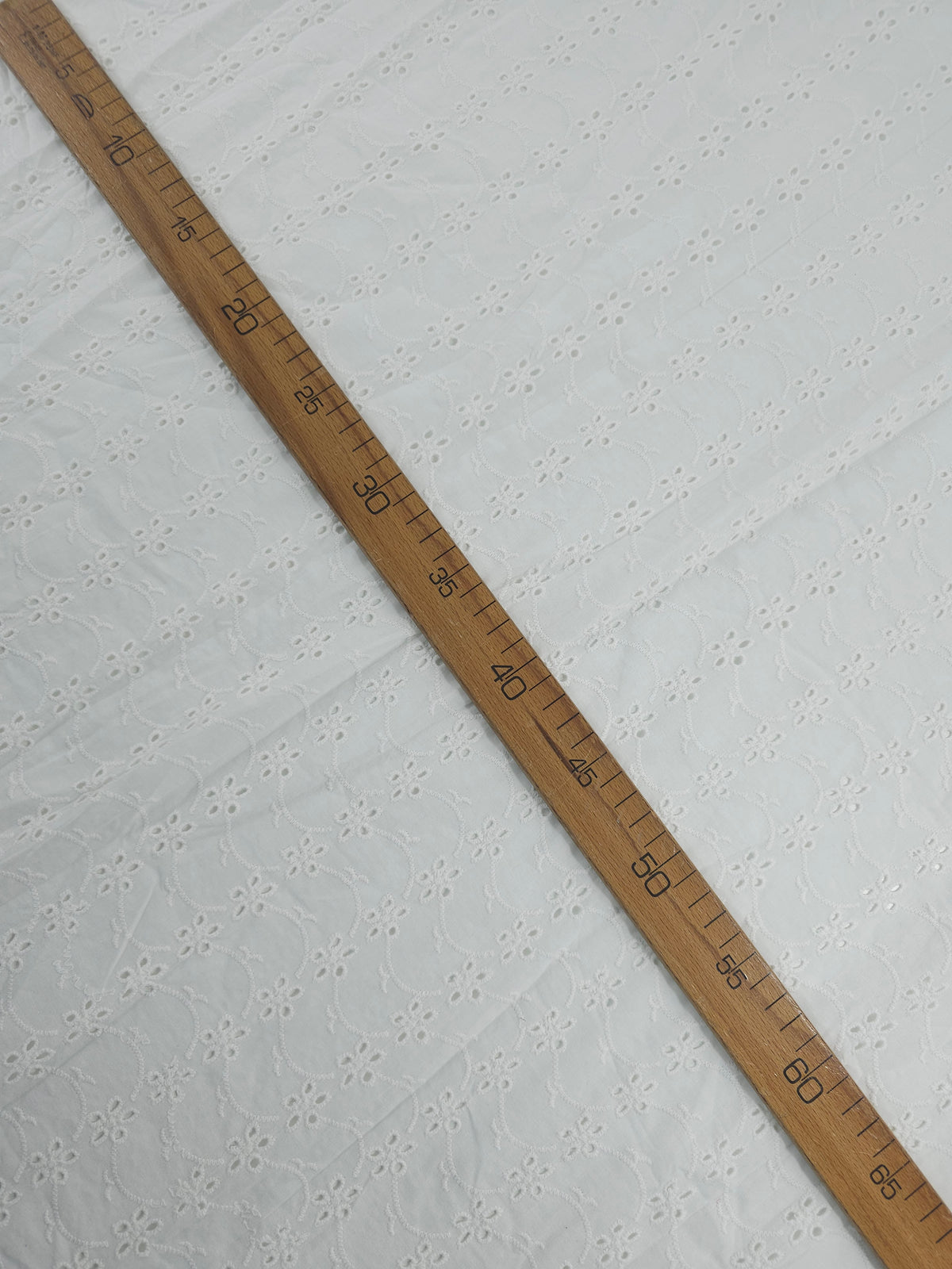 White Small Flower Wave Cambric Cotton Broderie Anglaise