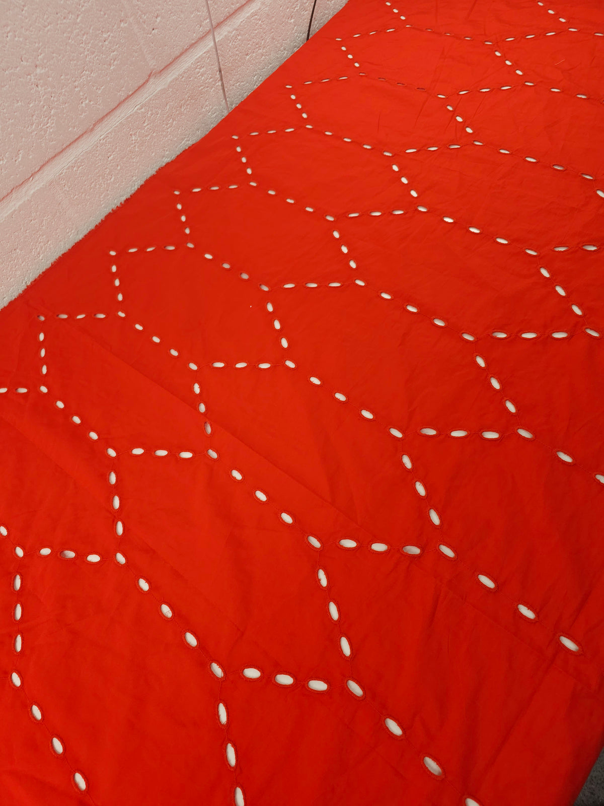 Red Tapestry Border Cotton Poplin Broderie Anglaise
