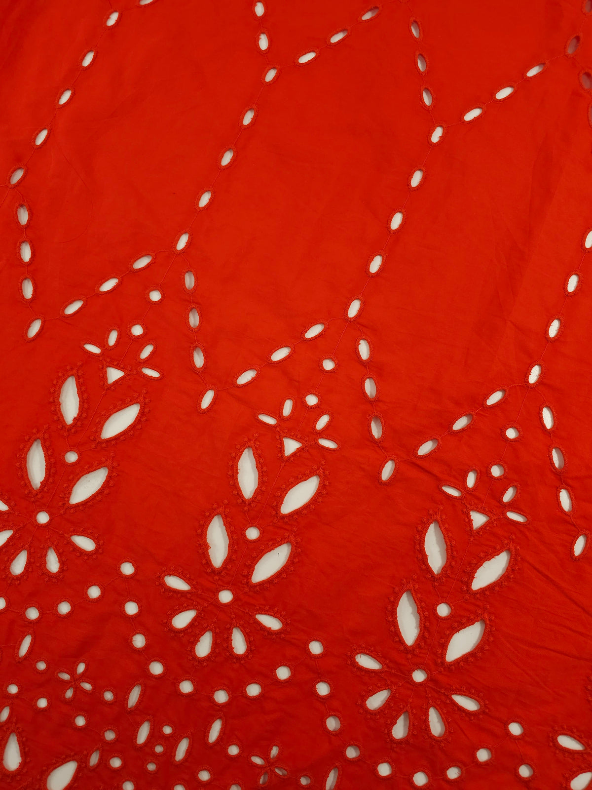 Red Tapestry Border Cotton Poplin Broderie Anglaise
