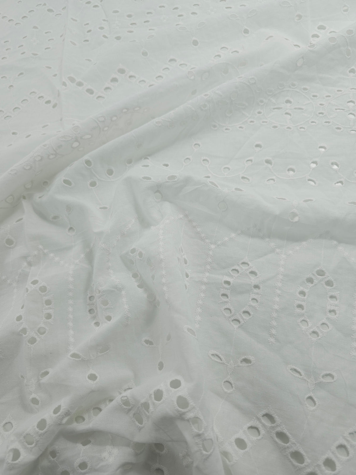 White Geometric Shifter Cambric Cotton Broderie Anglaise