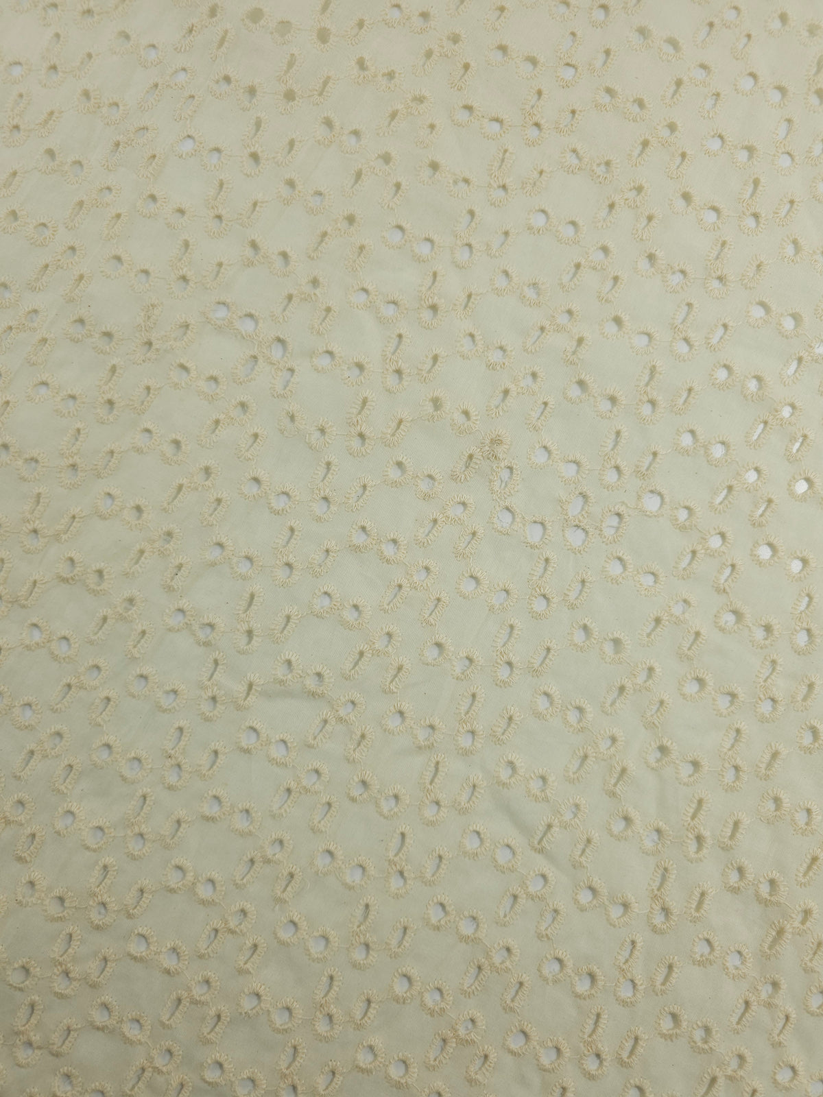 Creamy Beige Eyelet Natural Lightweight Cotton Broderie Anglaise