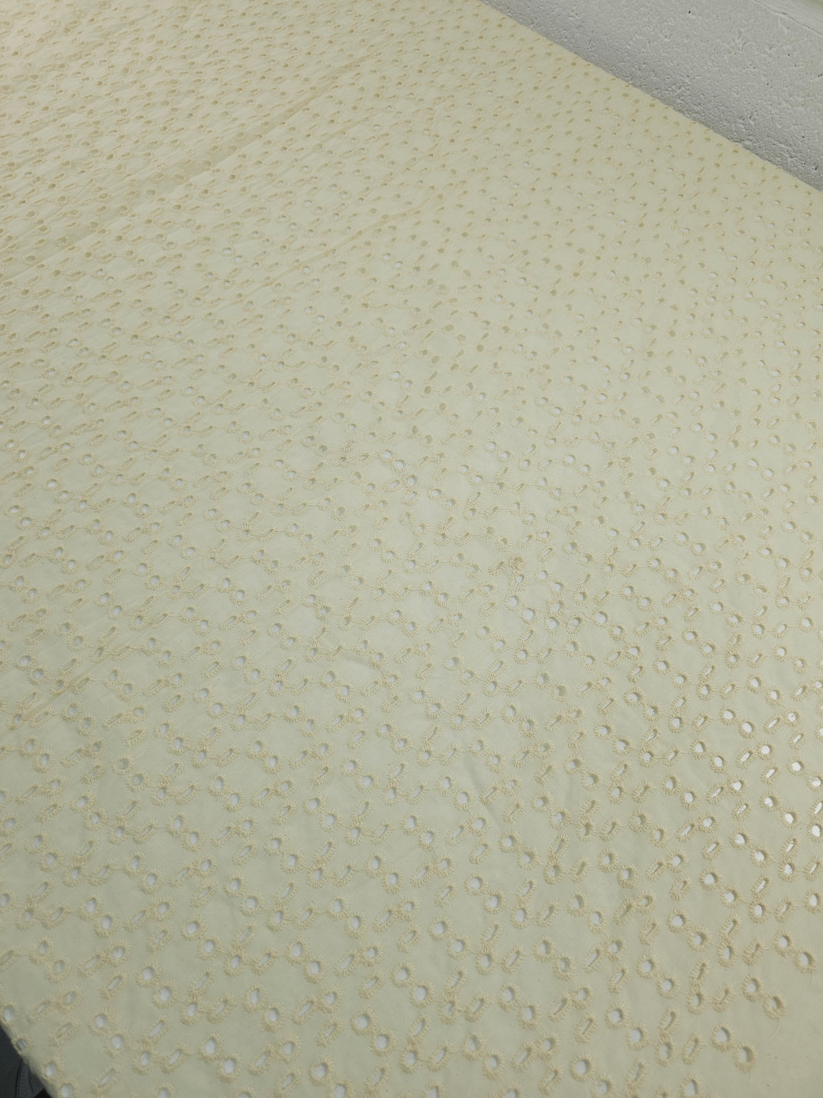 Creamy Beige Eyelet Natural Lightweight Cotton Broderie Anglaise