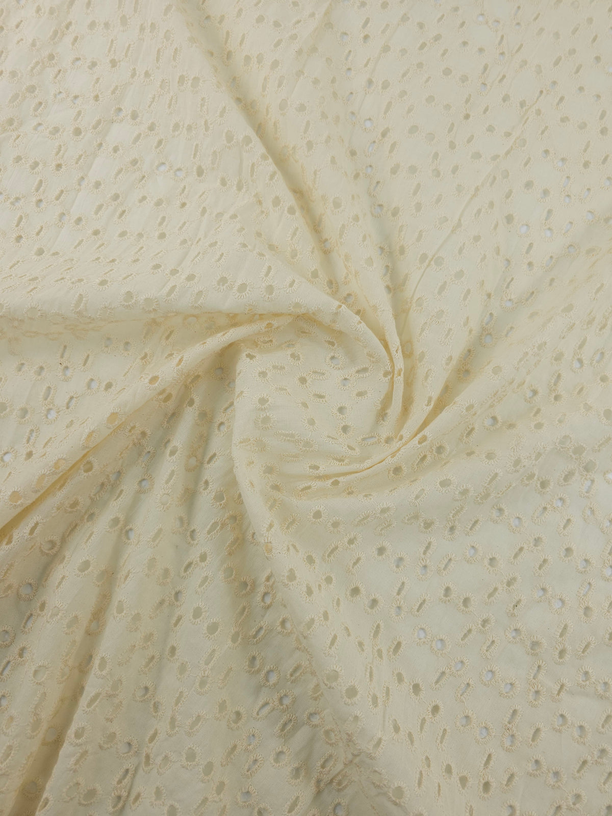 Creamy Beige Eyelet Natural Lightweight Cotton Broderie Anglaise