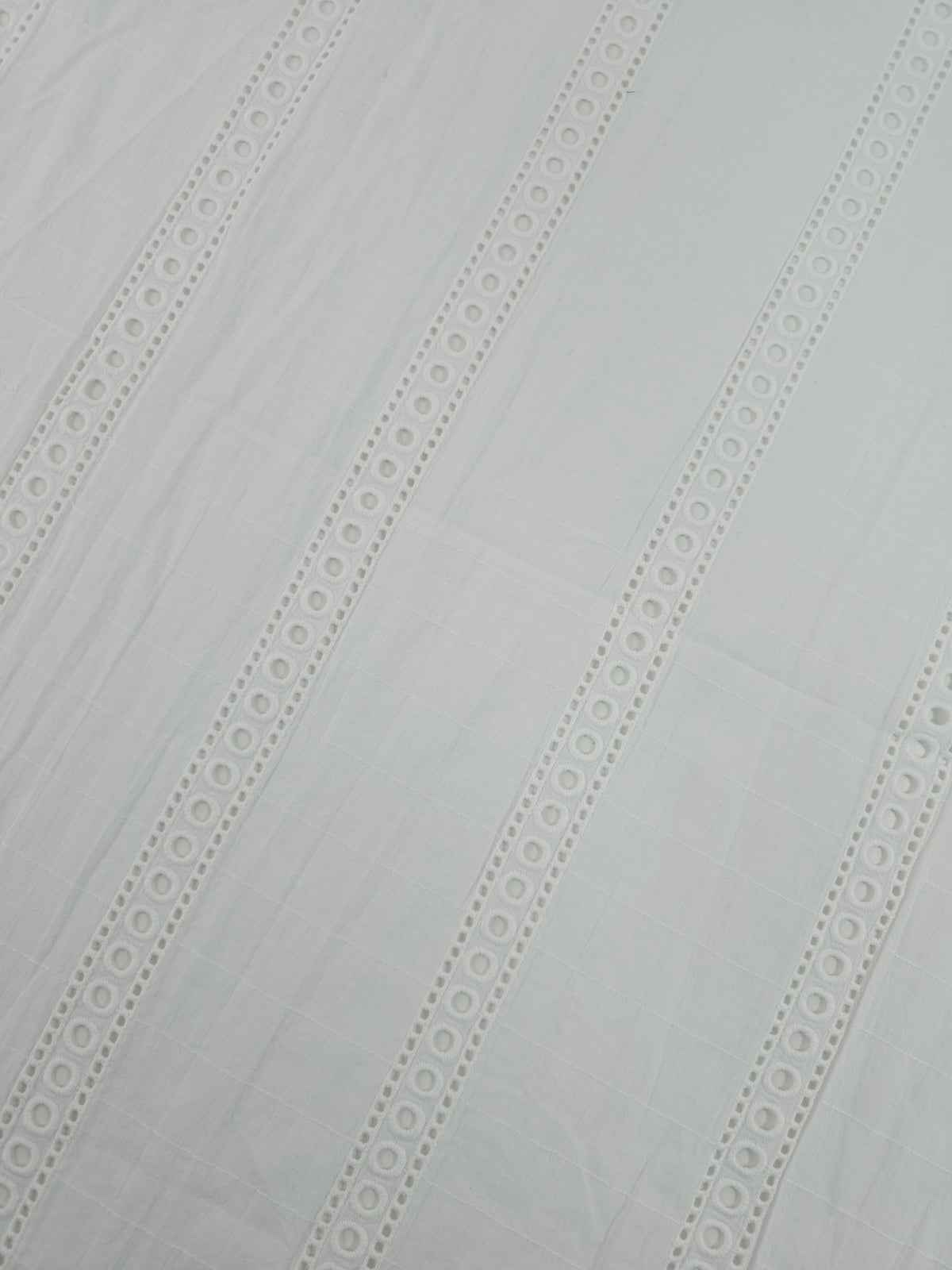 White Circle Stripe Lightweight Cotton Broderie Anglaise