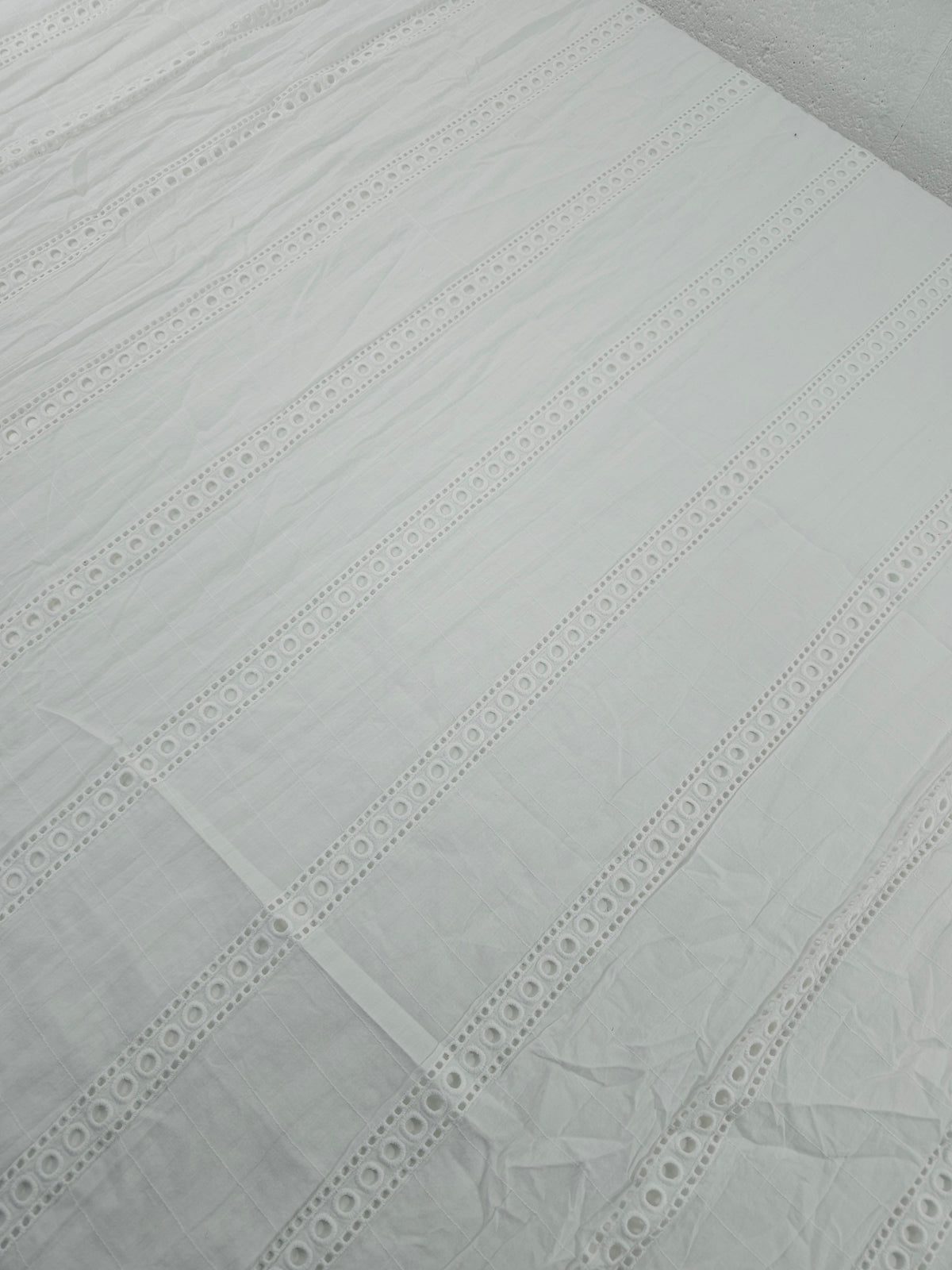 White Circle Stripe Lightweight Cotton Broderie Anglaise