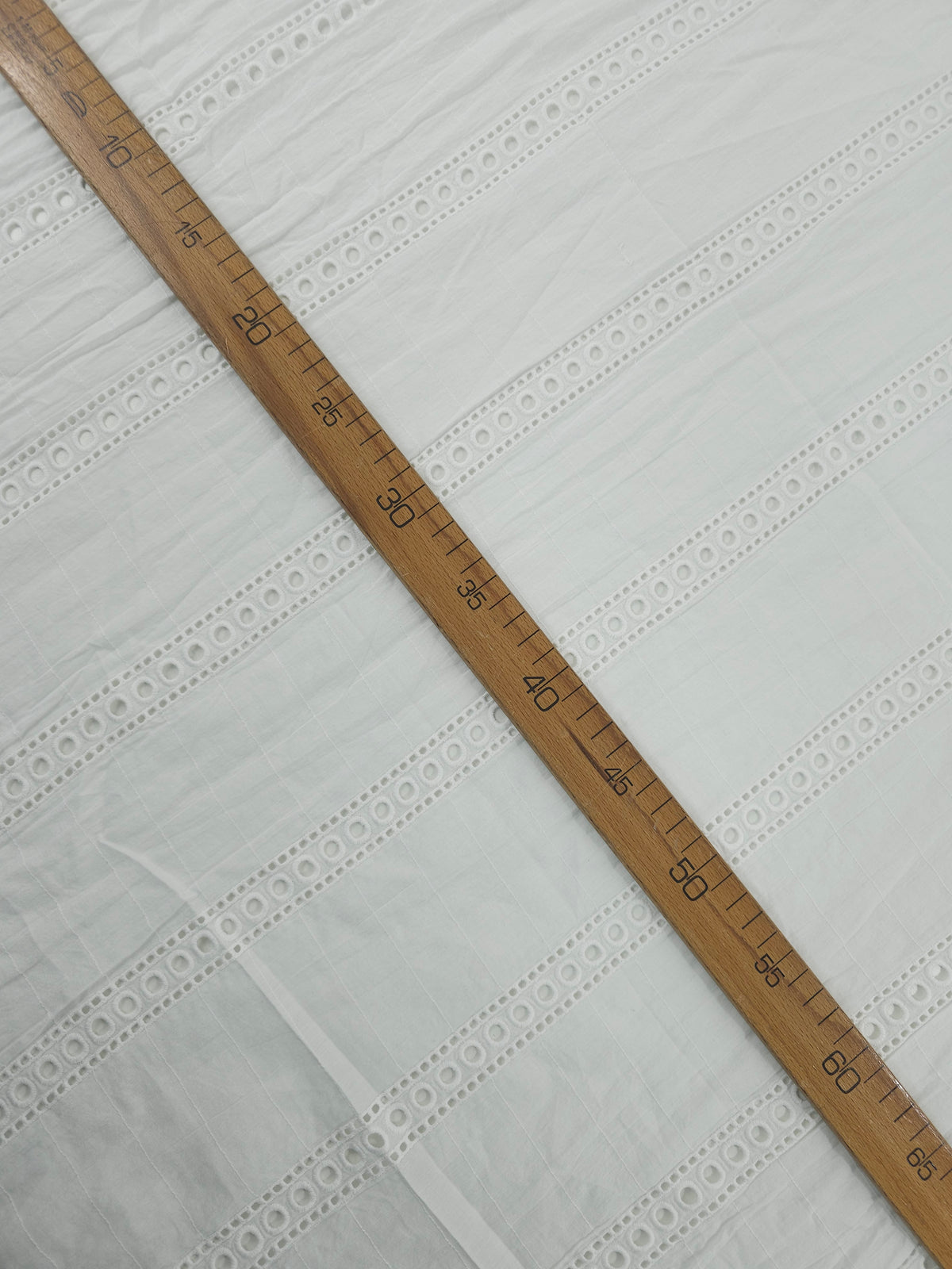 White Circle Stripe Lightweight Cotton Broderie Anglaise