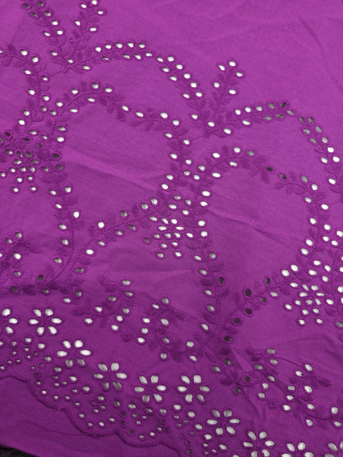 Deep Purple Tapestry Heart Border Cotton Poplin