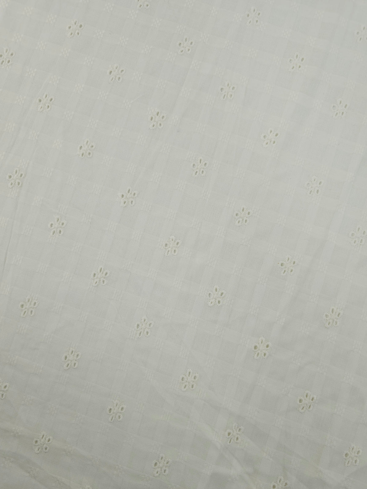 Light Cream Ditsy Floral Grid Cotton Broderie Anglaise