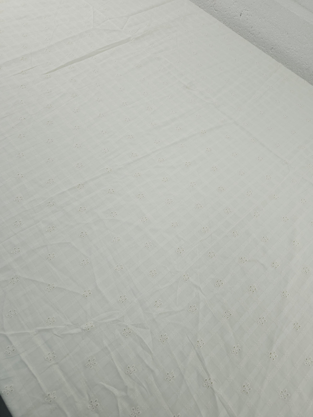 Light Cream Ditsy Floral Grid Cotton Broderie Anglaise