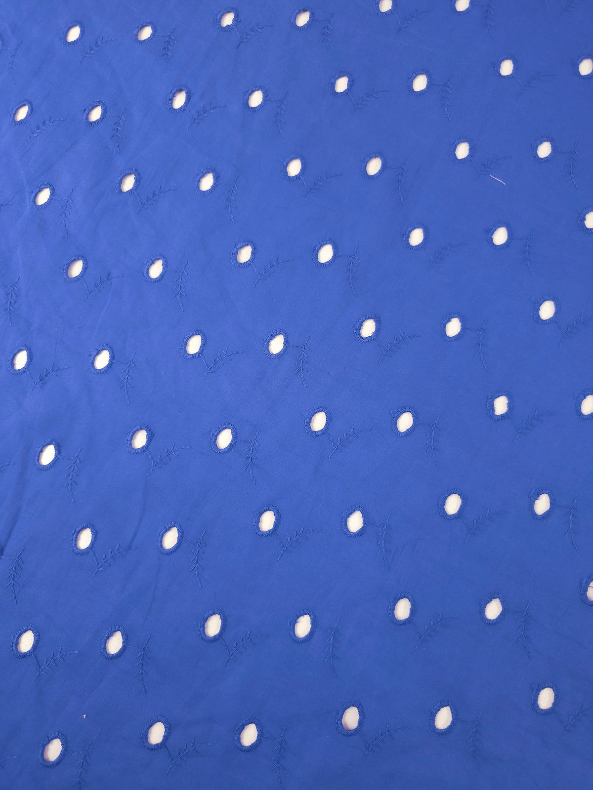 Cobalt Blue Oval Leaf Cotton Broderie Anglaise