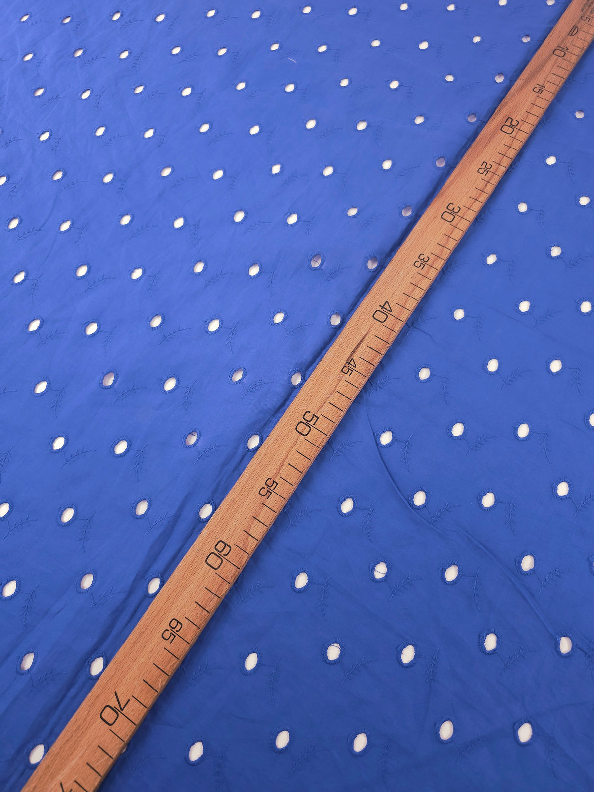 Cobalt Blue Oval Leaf Cotton Broderie Anglaise