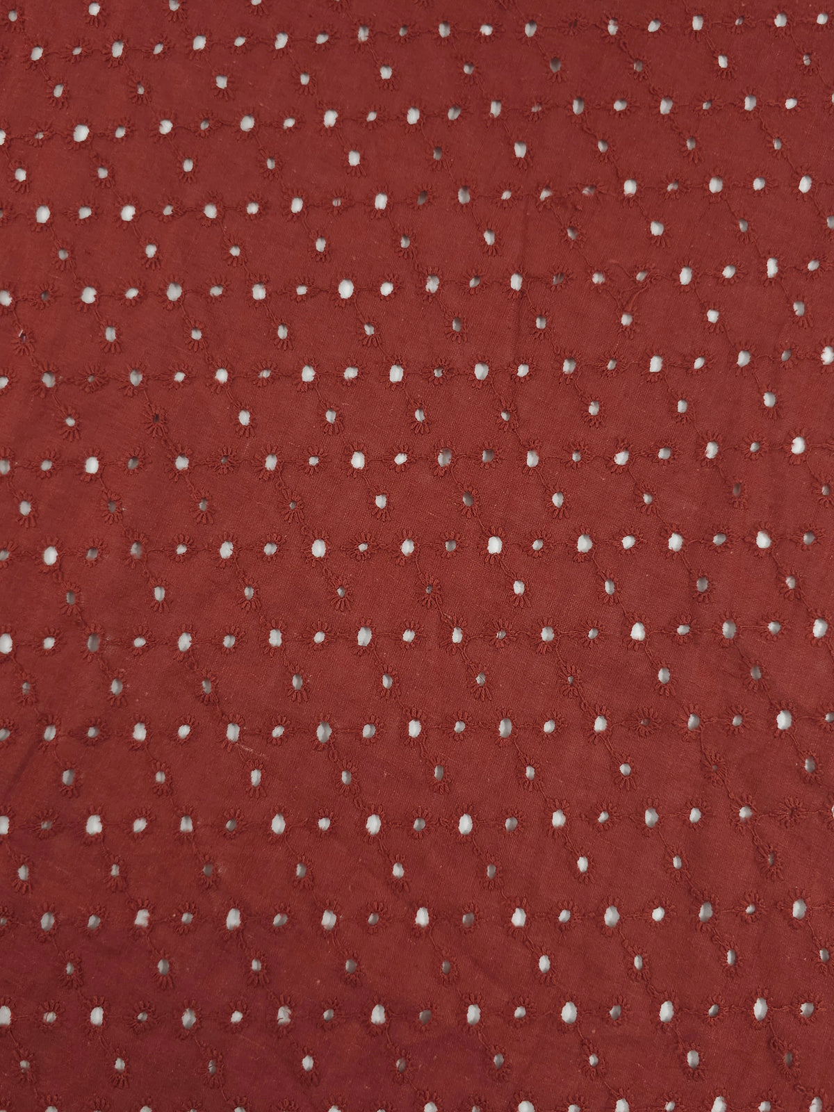 Deep Rust Diamond Circles Cotton Broderie Anglaise