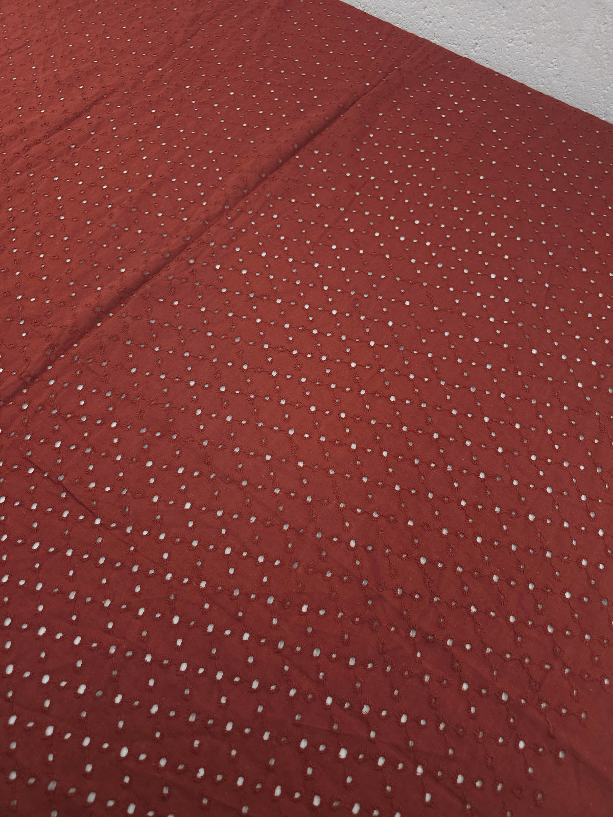 Deep Rust Diamond Circles Cotton Broderie Anglaise
