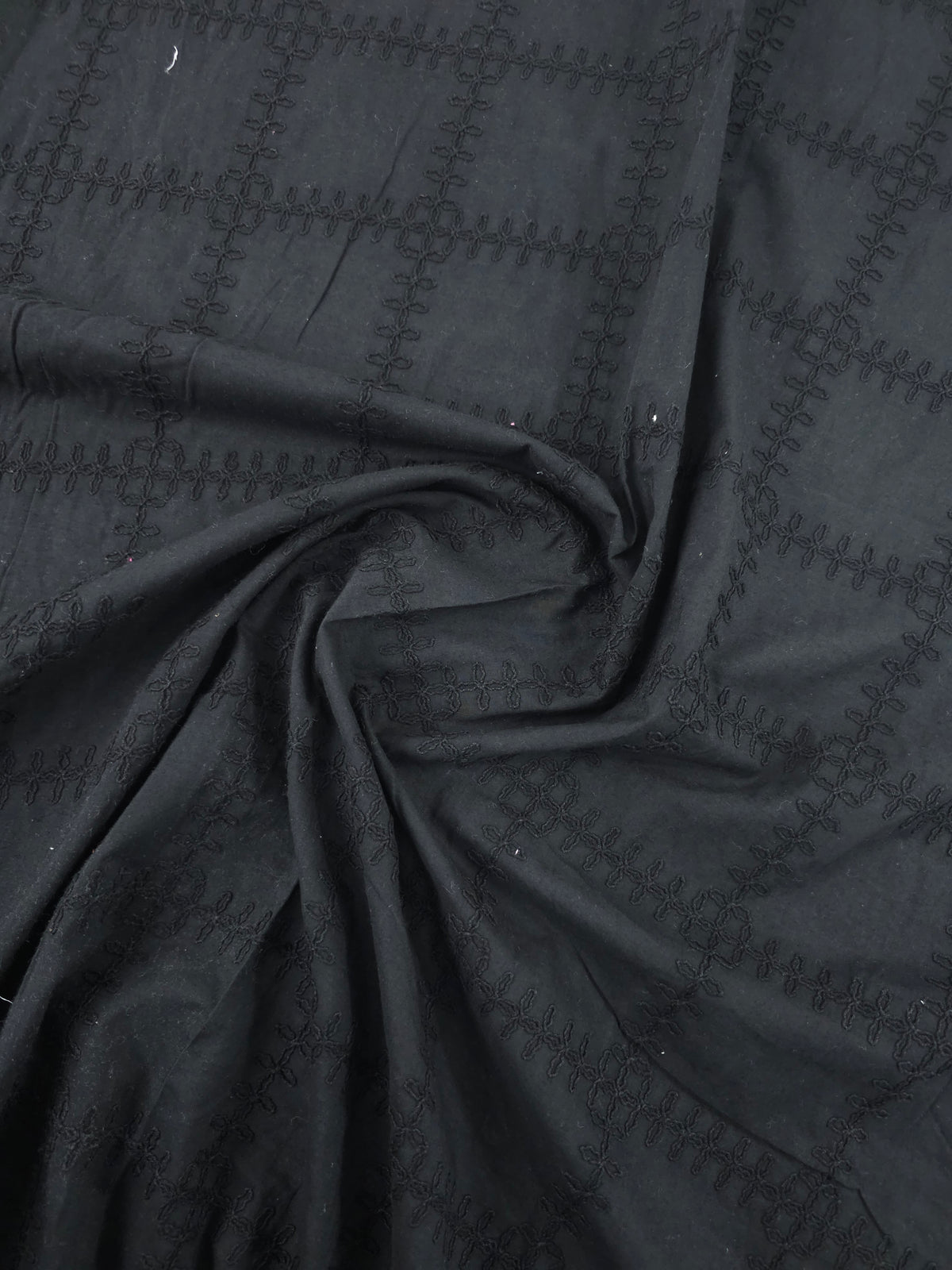 Black Square Check Cotton Broderie Anglaise