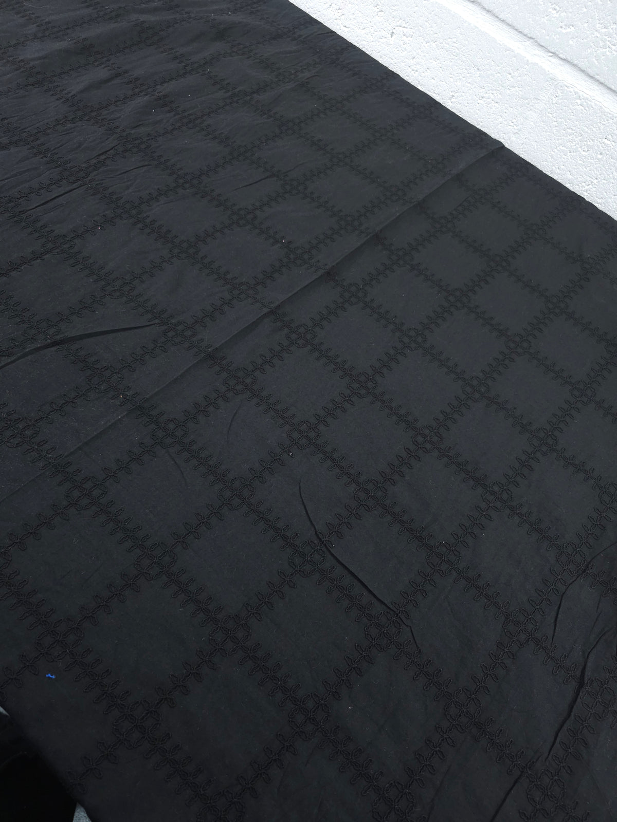Black Square Check Cotton Broderie Anglaise