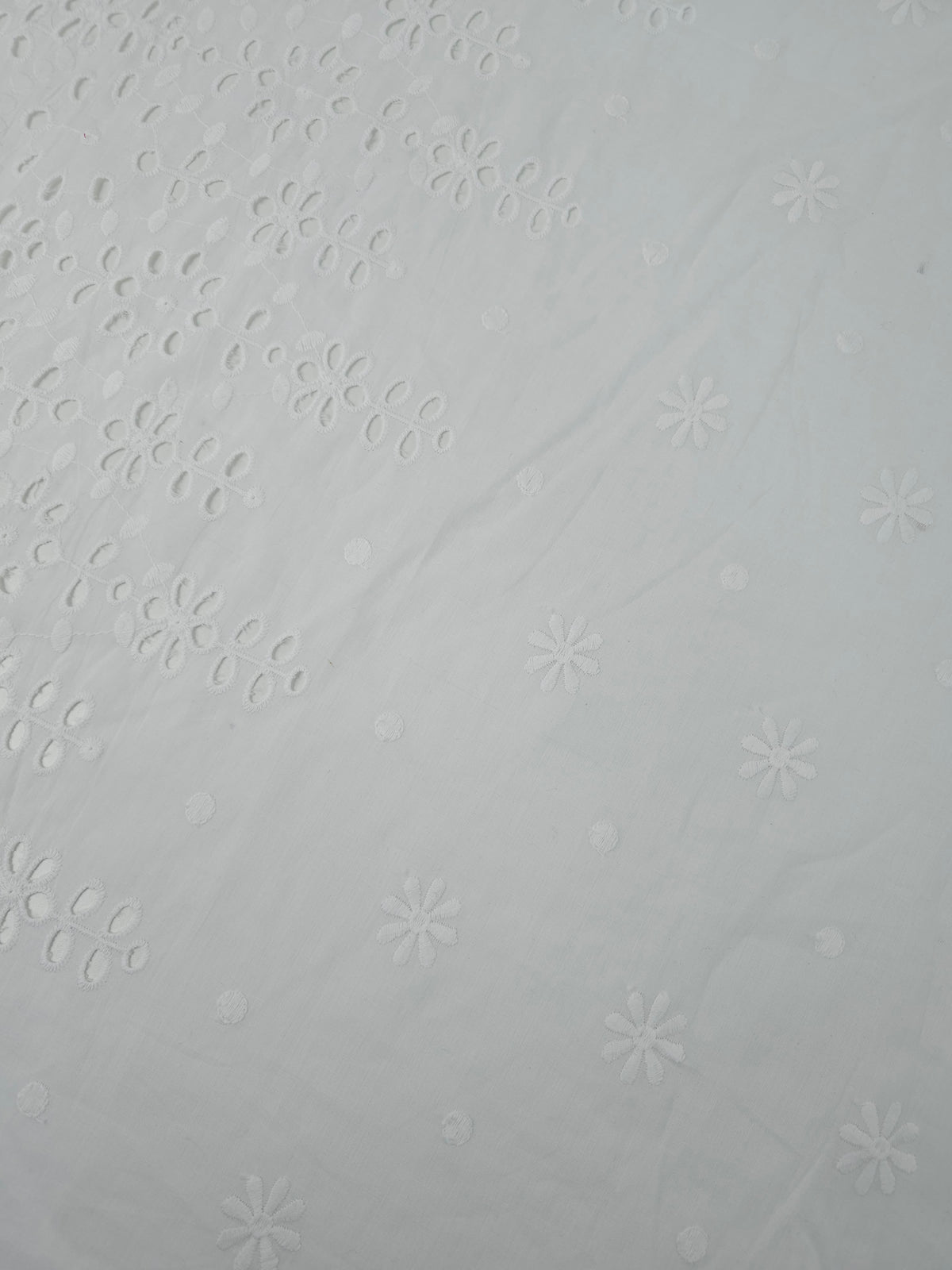 White Daisy Spot Symmetry Cambric Cotton Broderie Anglaise