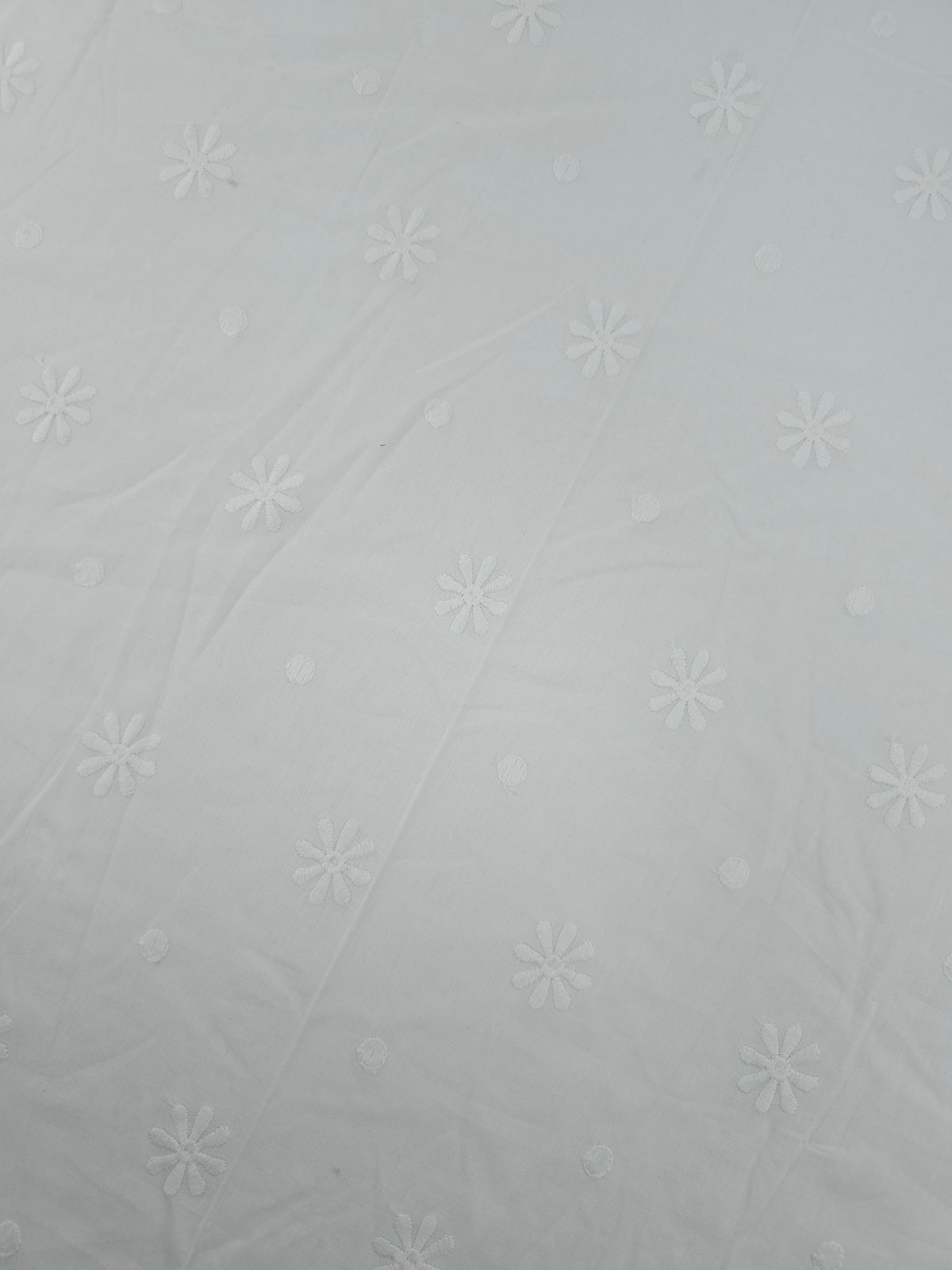 White Daisy Spot Symmetry Cambric Cotton Broderie Anglaise