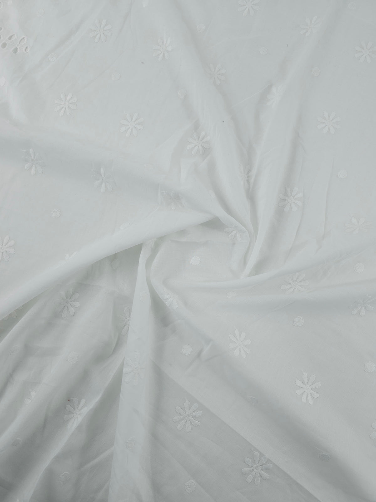 White Daisy Spot Symmetry Cambric Cotton Broderie Anglaise