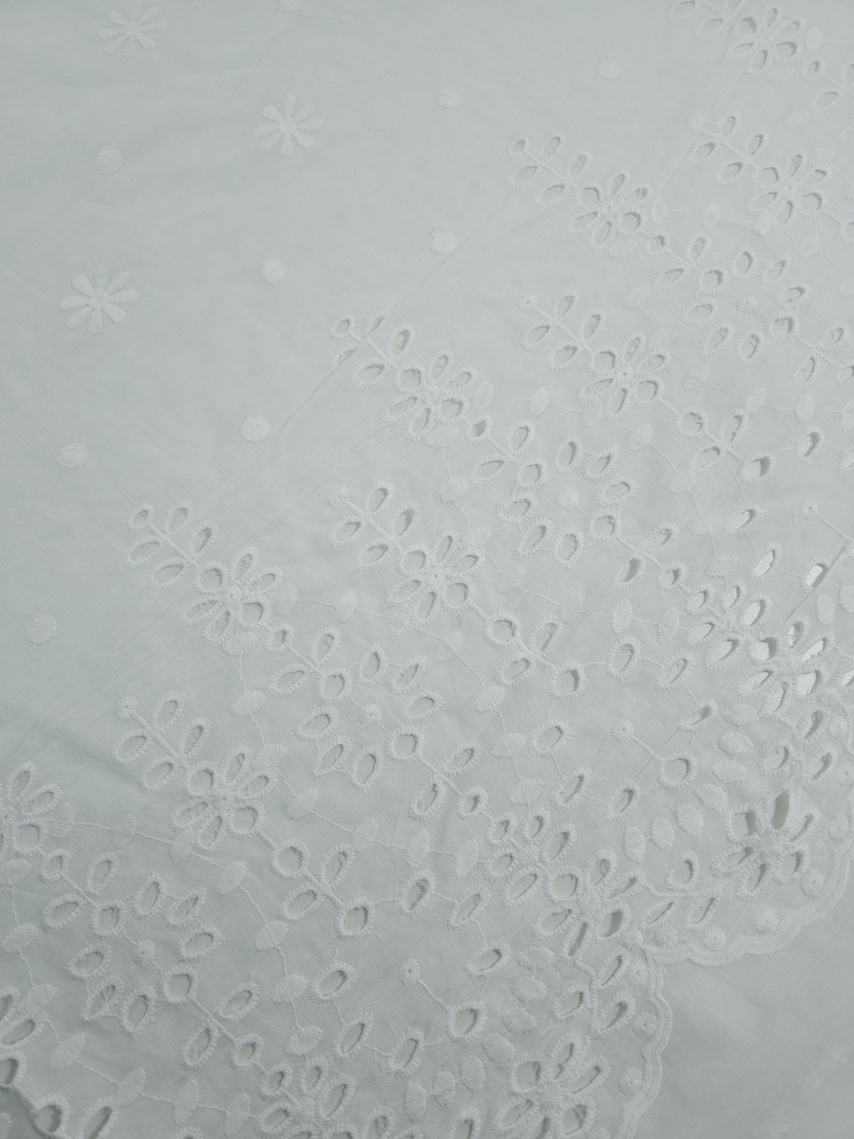White Daisy Spot Symmetry Cambric Cotton Broderie Anglaise