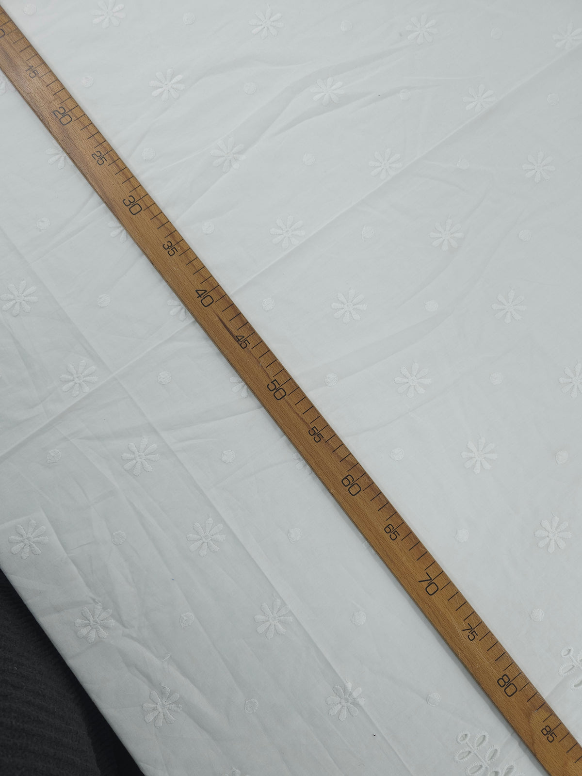 White Daisy Spot Symmetry Cambric Cotton Broderie Anglaise