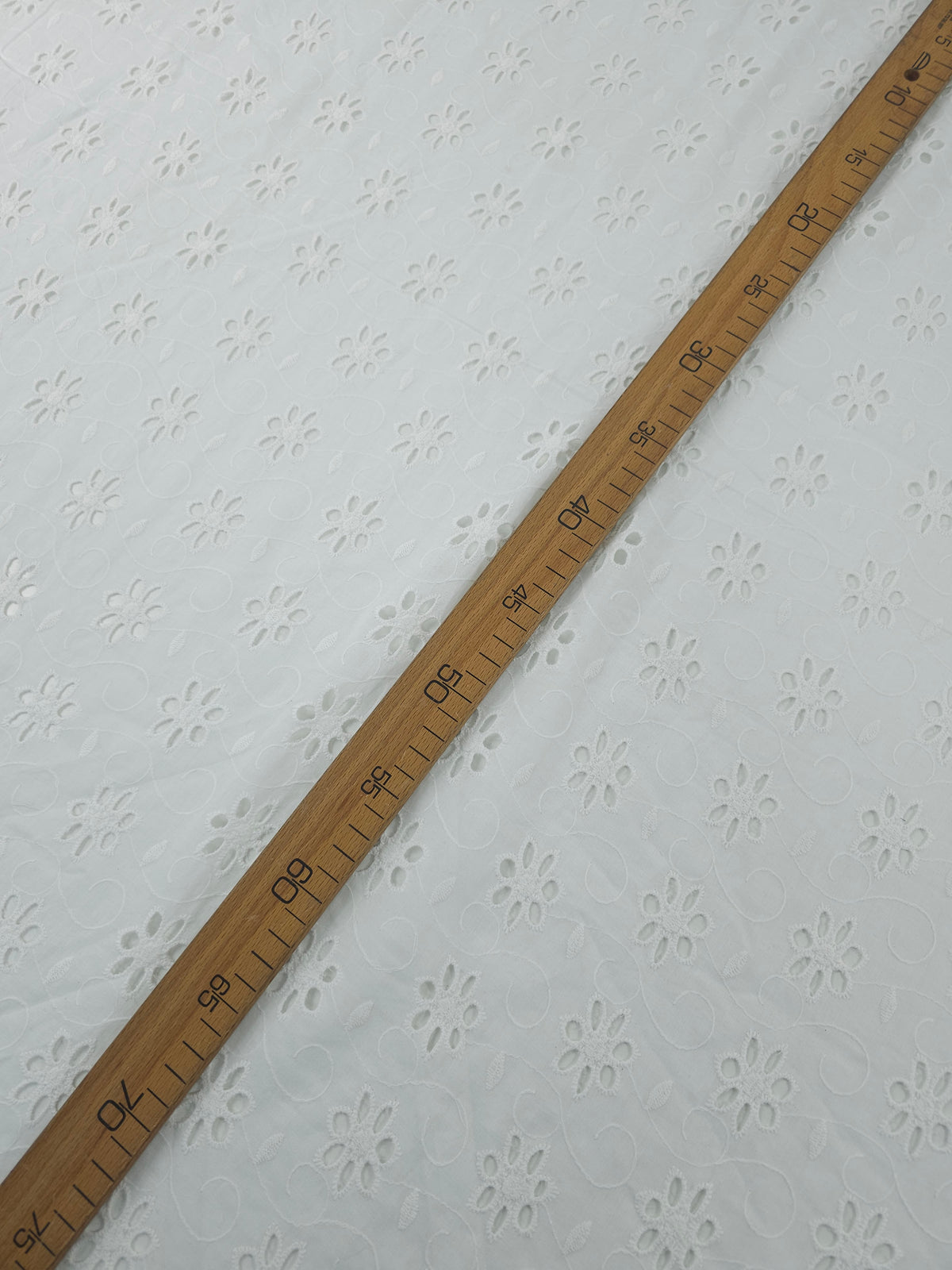 White Swirl Flower Lightweight Cotton Broderie Anglaise