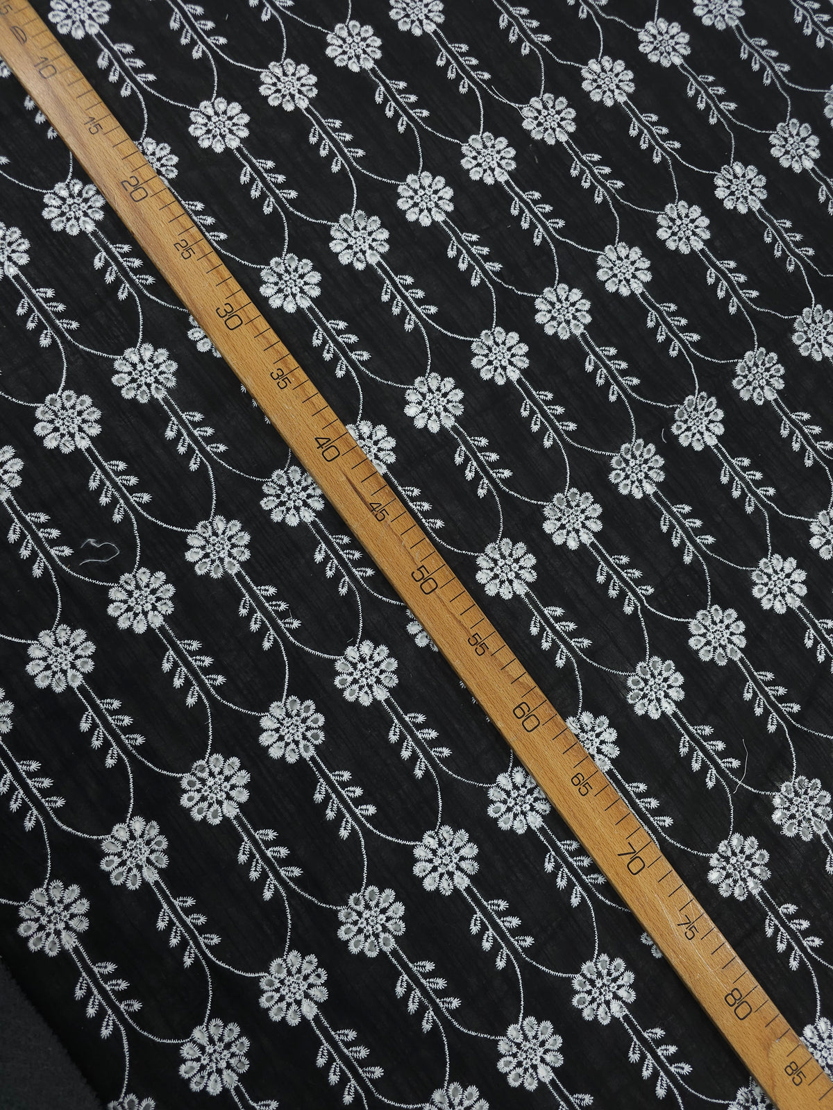 Black/White Floral Arch Sheer Cotton Broderie Anglaise