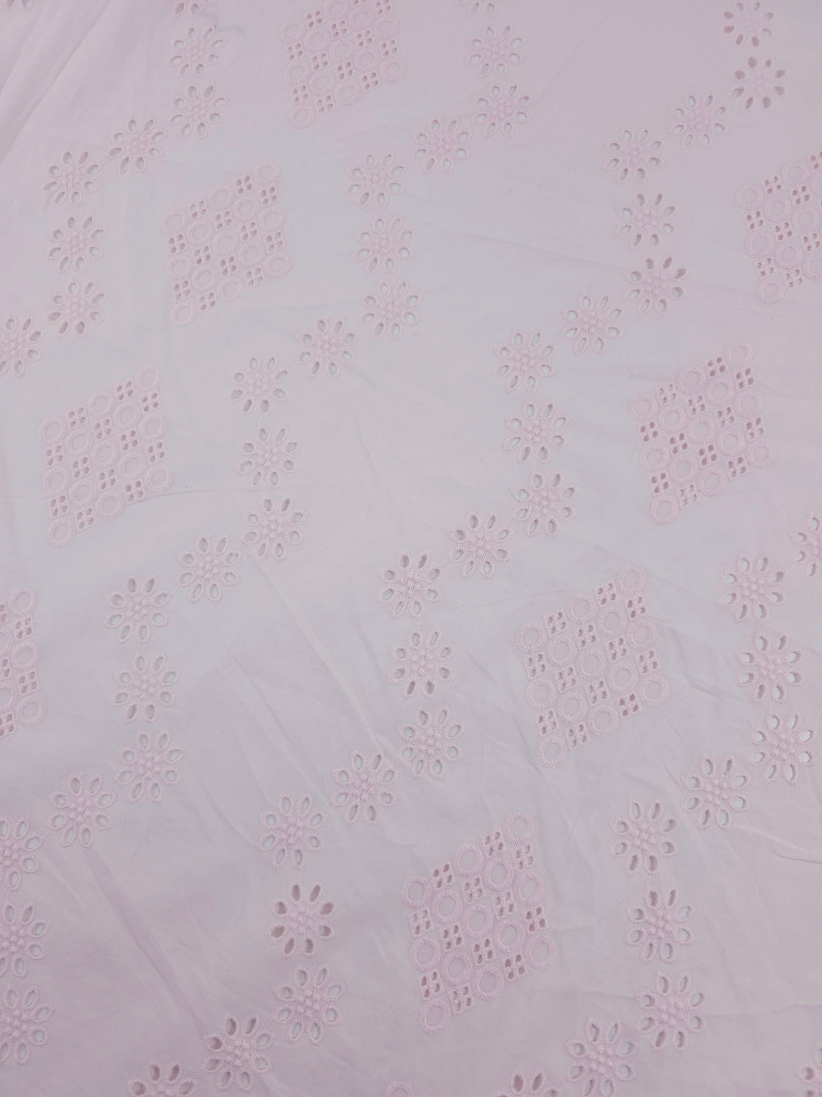 Baby Pink Diamond Flower Chain Cotton Broderie Anglaise