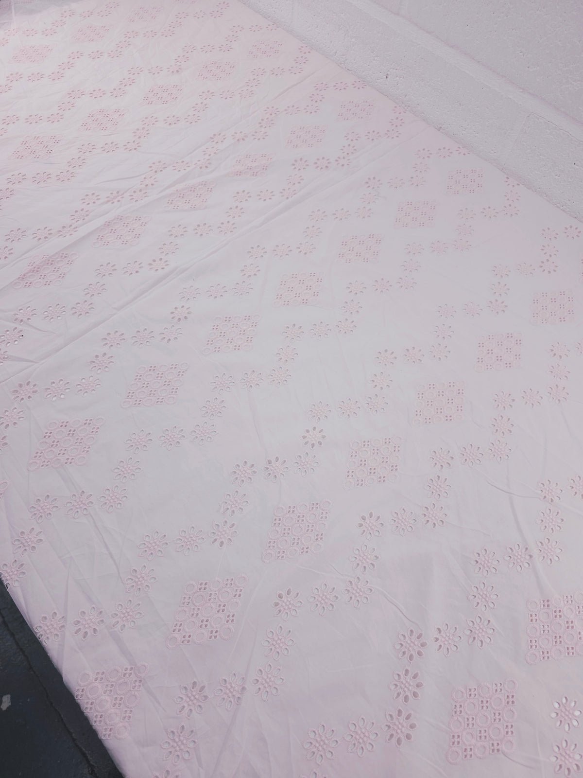 Baby Pink Diamond Flower Chain Cotton Broderie Anglaise