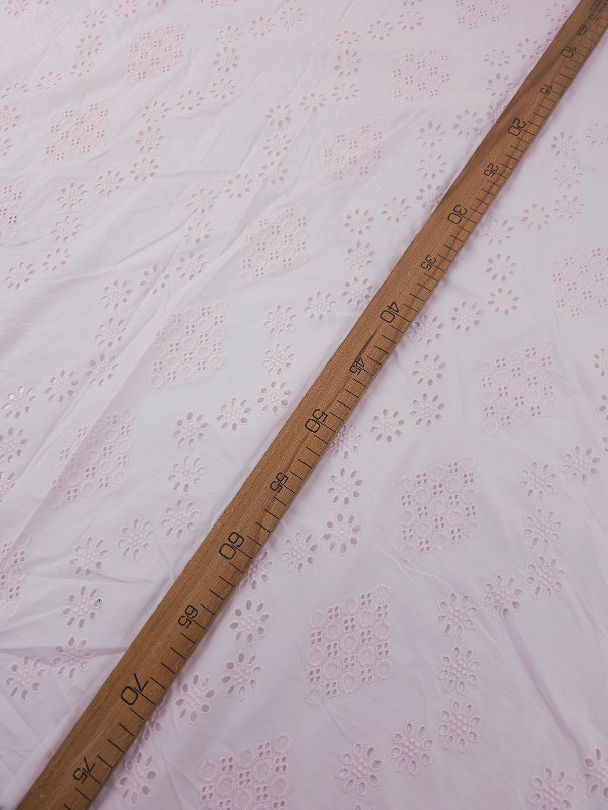 Baby Pink Diamond Flower Chain Cotton Broderie Anglaise