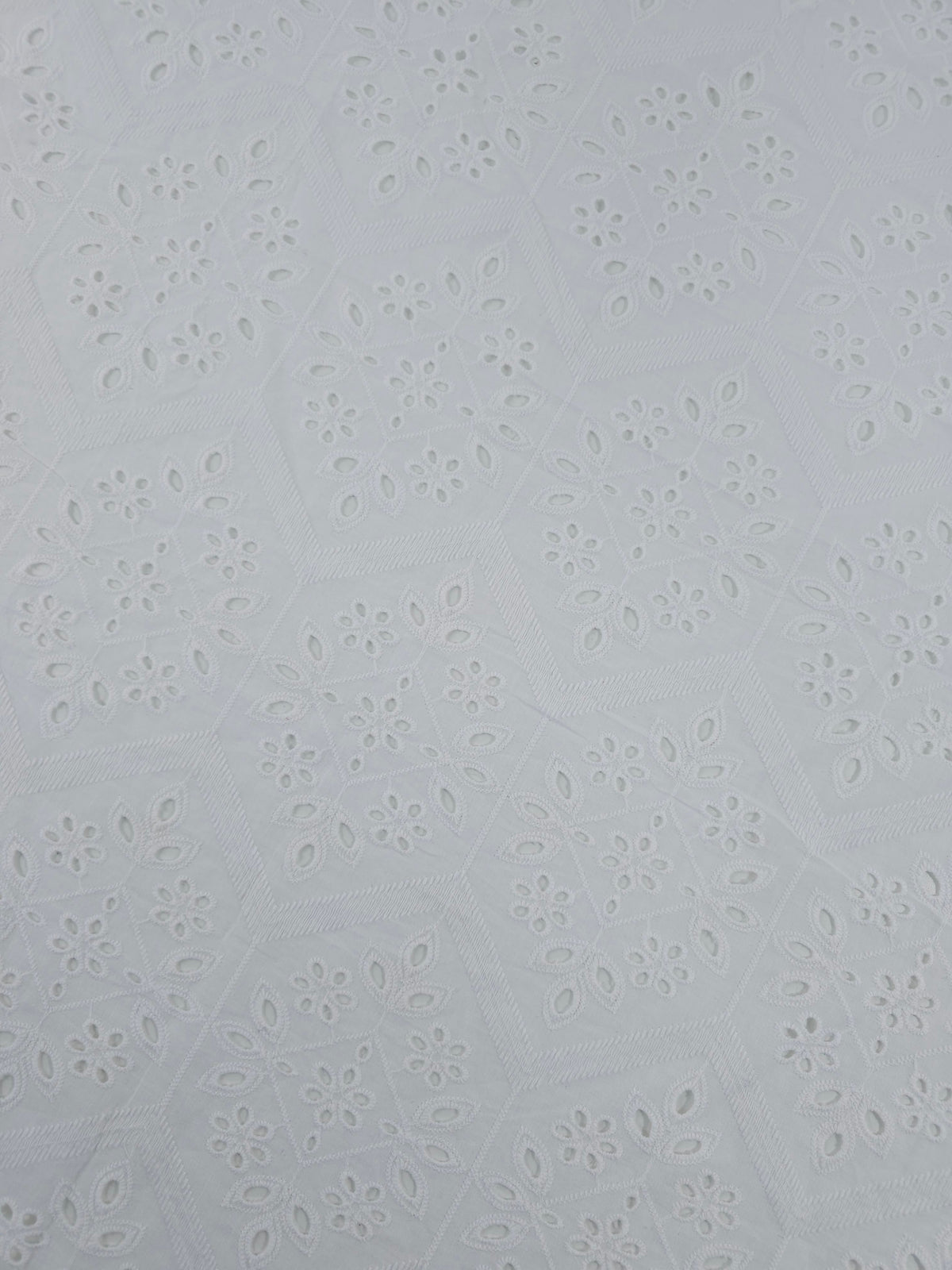 White Damask Tapestry Cotton Broderie Anglaise