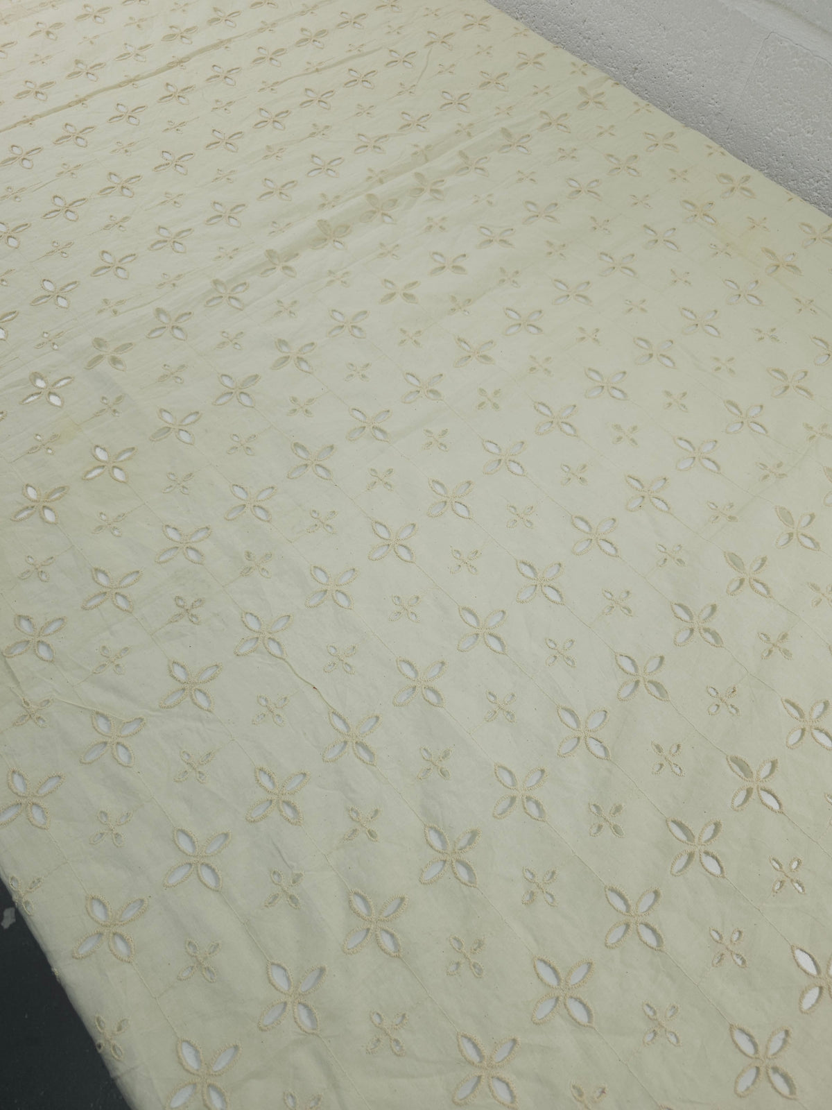 Creamy Beige Diamond Petal Lightweight Cotton Broderie Anglaise