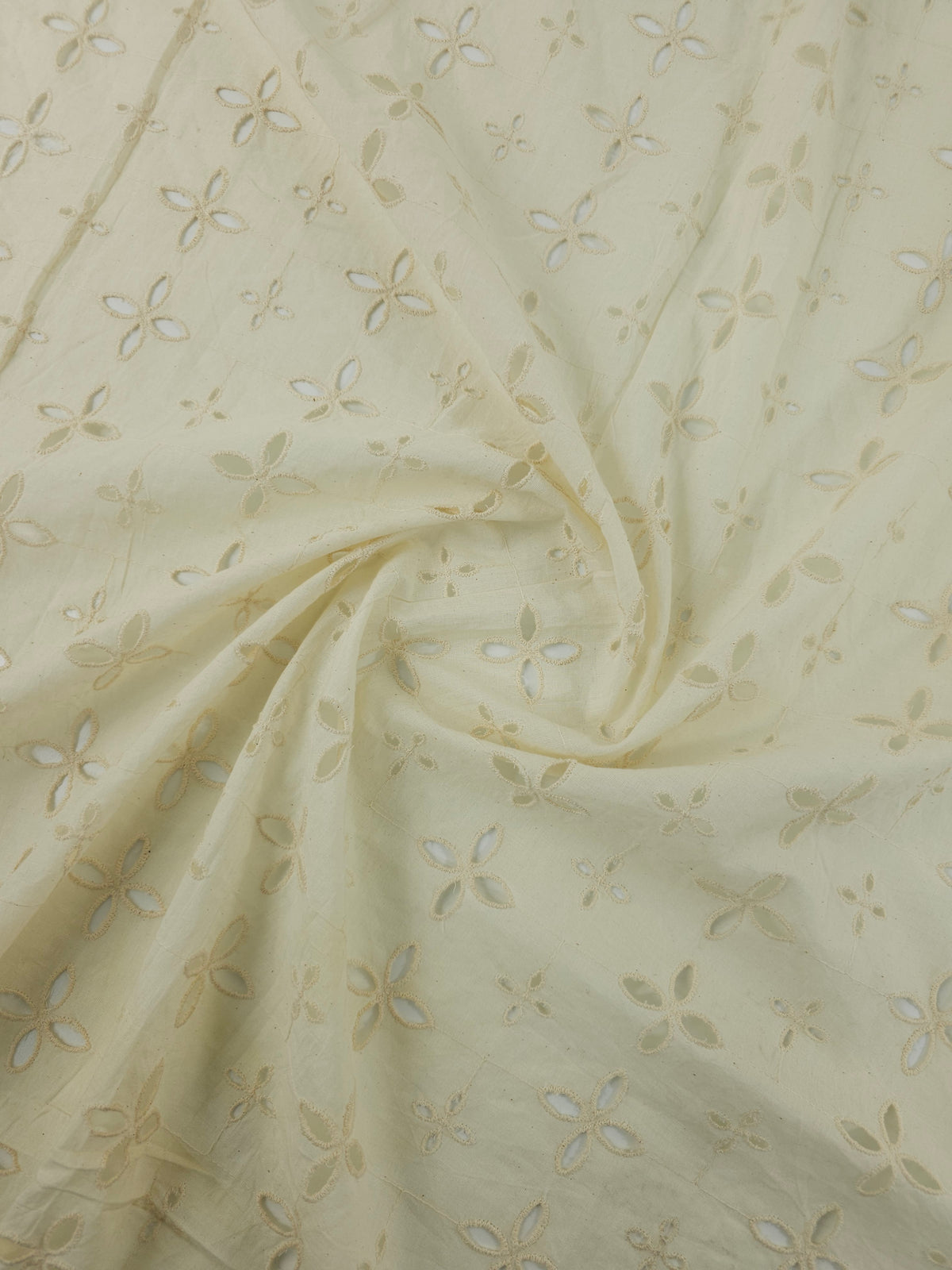Creamy Beige Diamond Petal Lightweight Cotton Broderie Anglaise