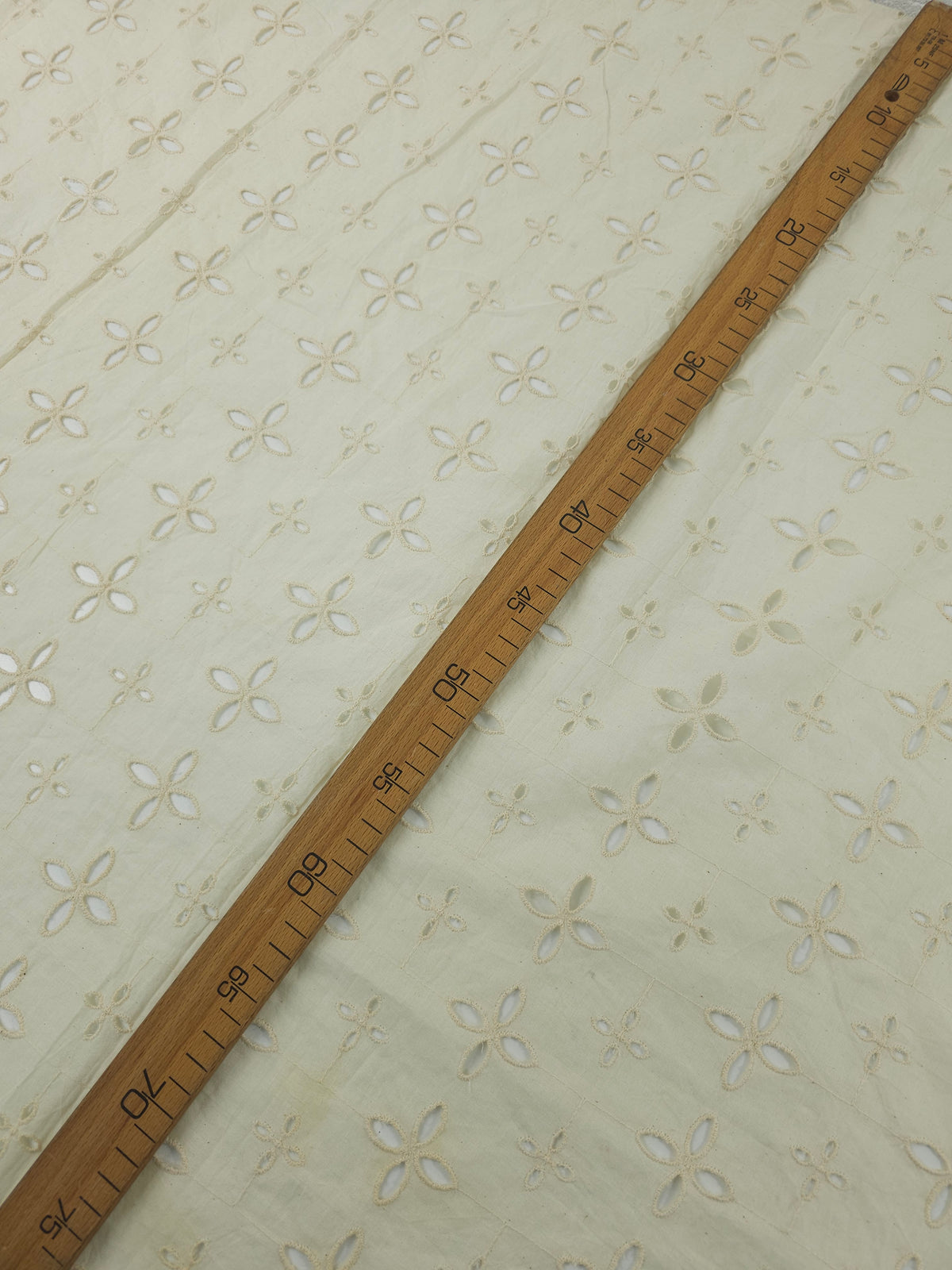 Creamy Beige Diamond Petal Lightweight Cotton Broderie Anglaise