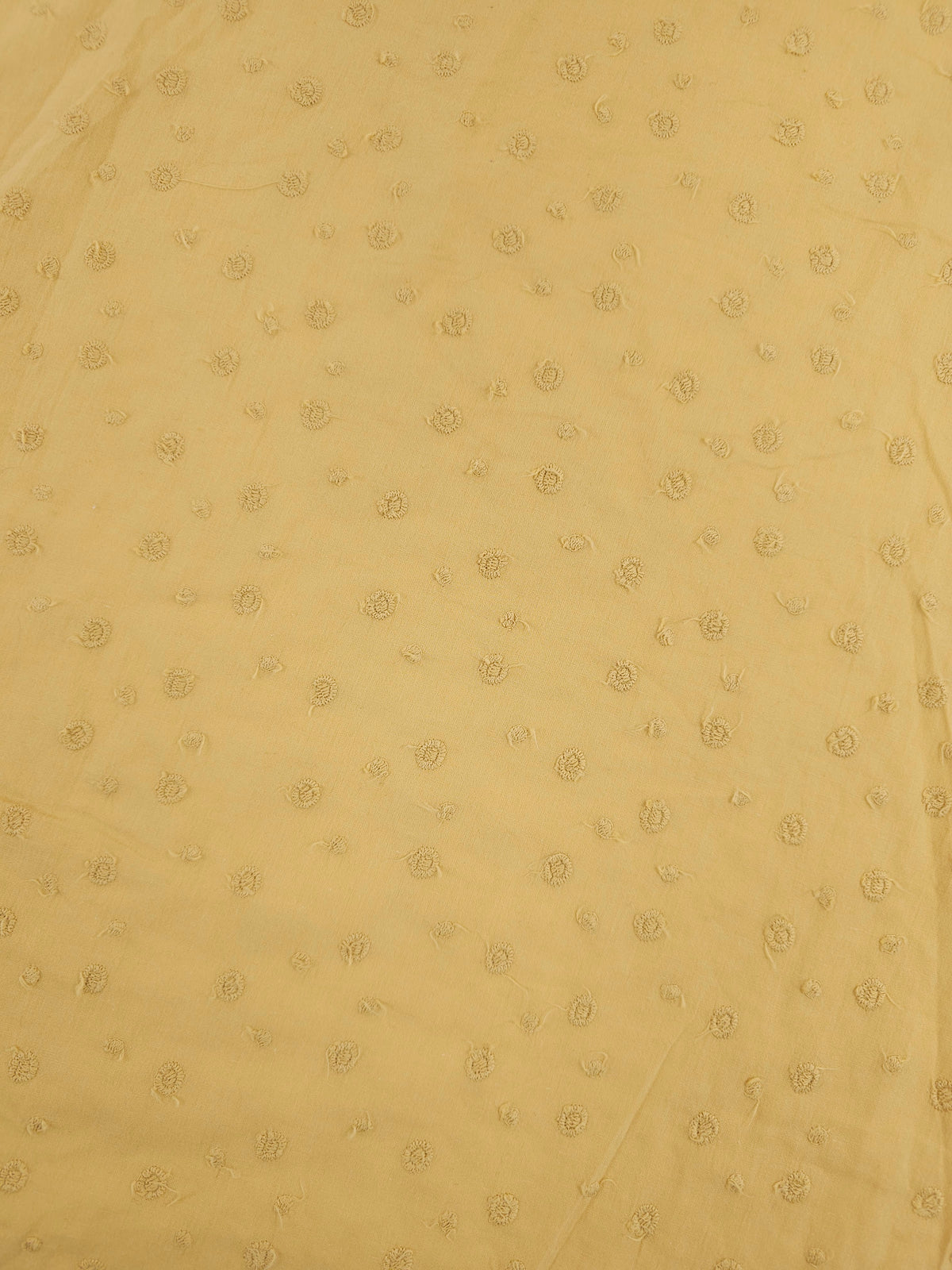Light Mustard Tossed Swirl Double Border Cotton Broderie Anglaise