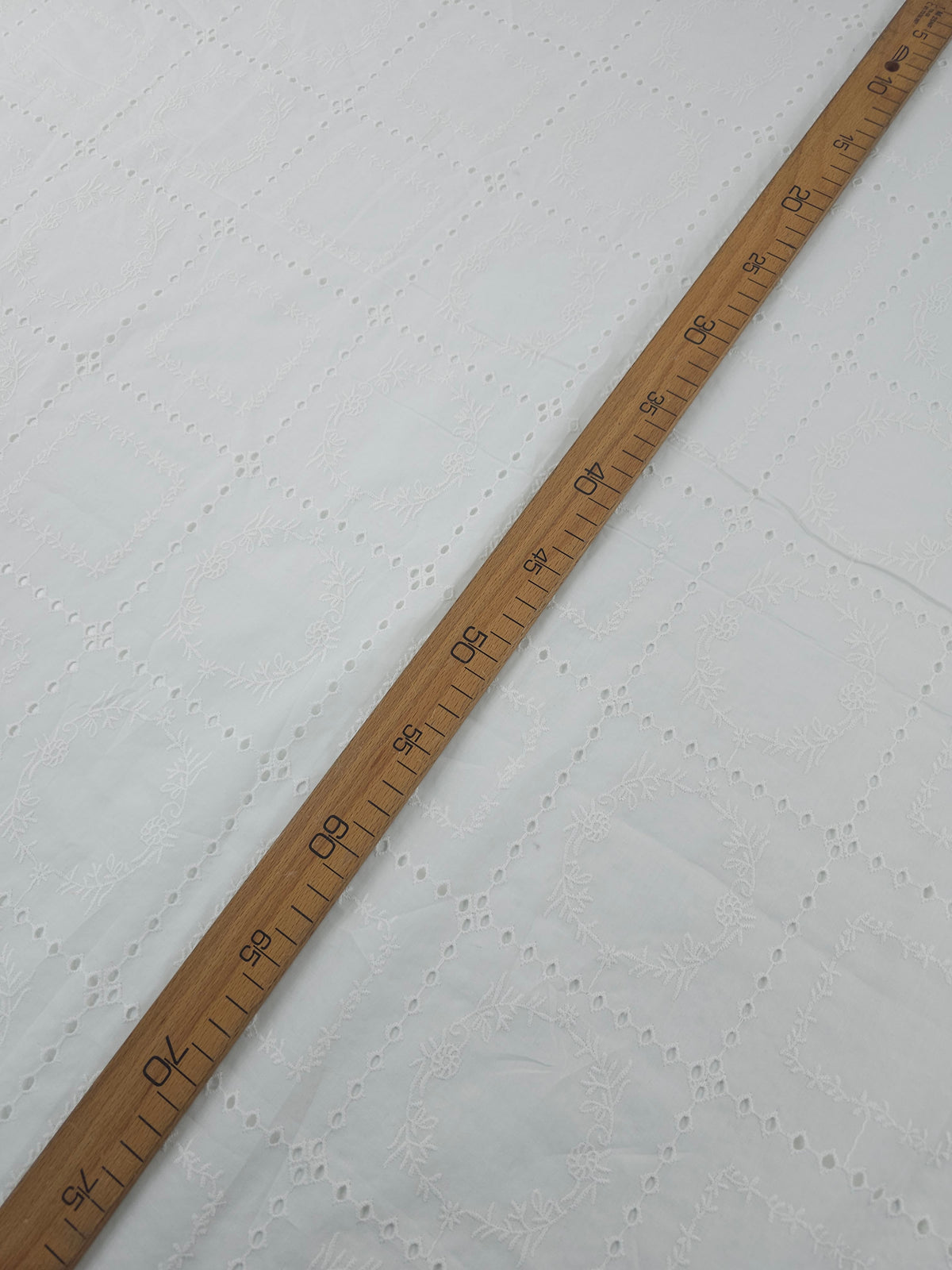 White Circle/Square Check Lightweight Cotton Broderie Anglaise