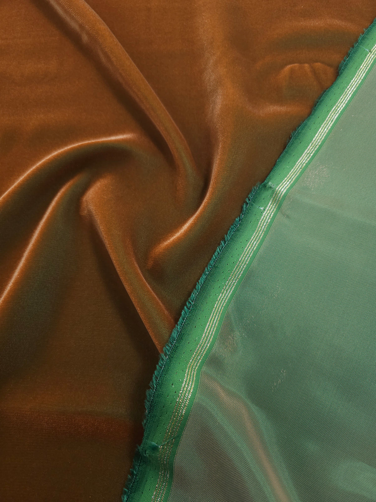 Orange/Green Two-Tone Viscose Acetate Velvet