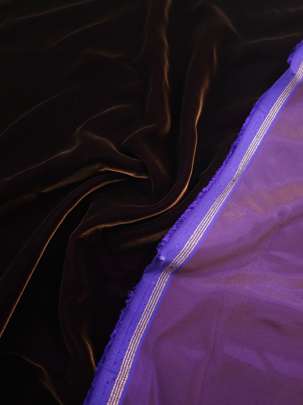 Brown/Purple Two-Tone Viscose Acetate Velvet