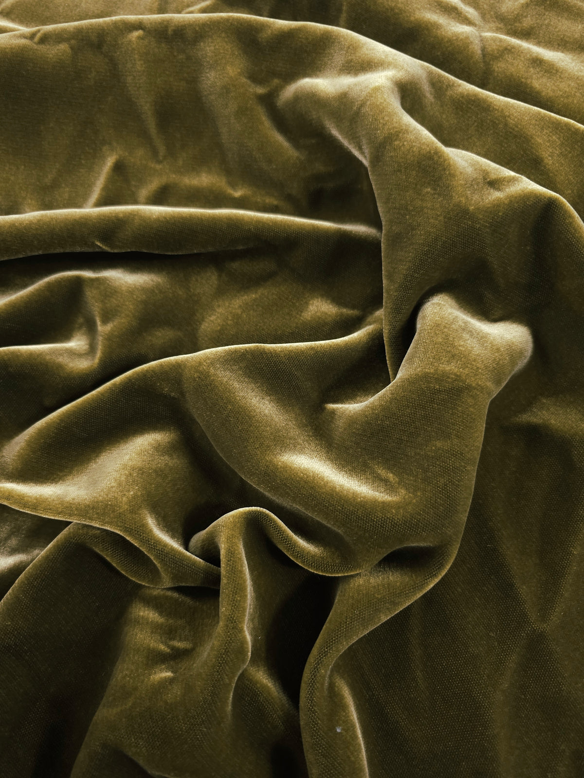 Olive Khaki Viscose Acetate Velvet