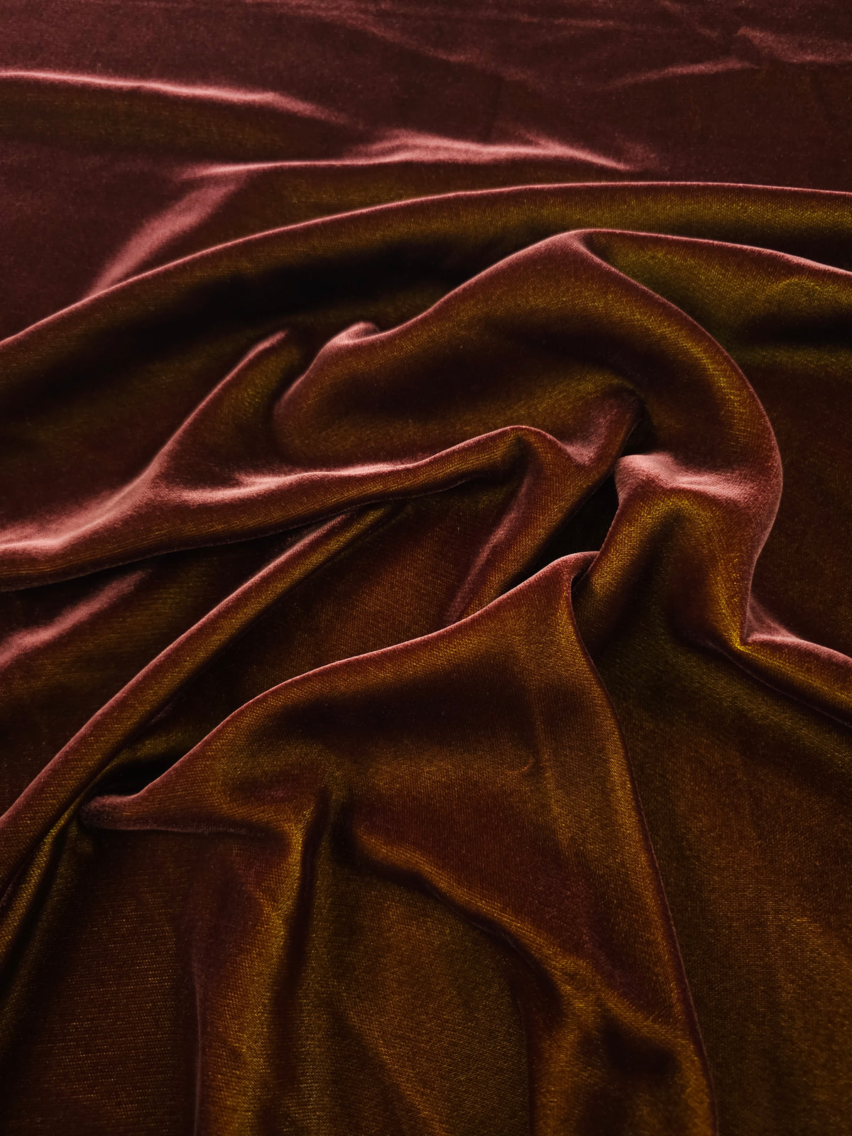 Burgundy/Yellow Two-Tone Viscose Acetate Velvet