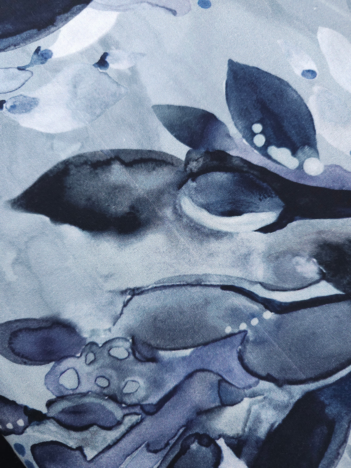 Inky Grey Nature Walk 100% Cotton - Shell Rummell *DEFECT*