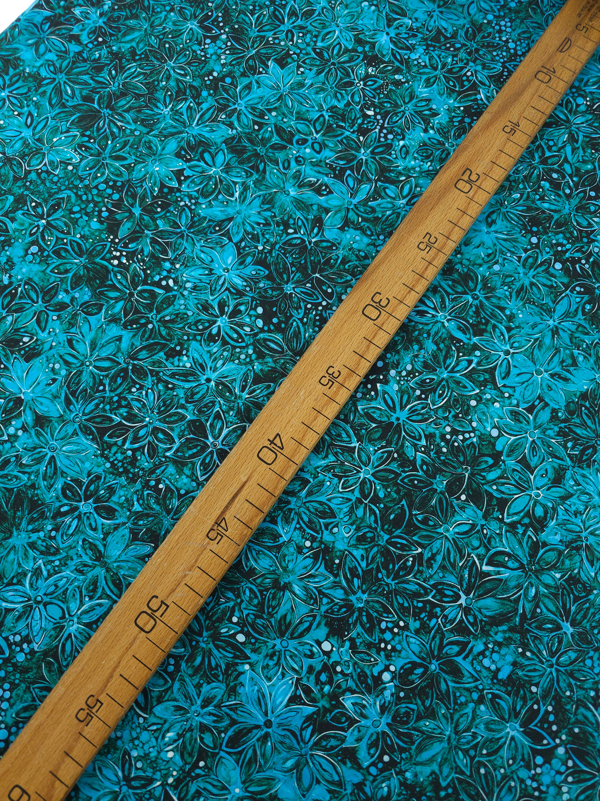 Teal Star Floral Blossom 100% Cotton