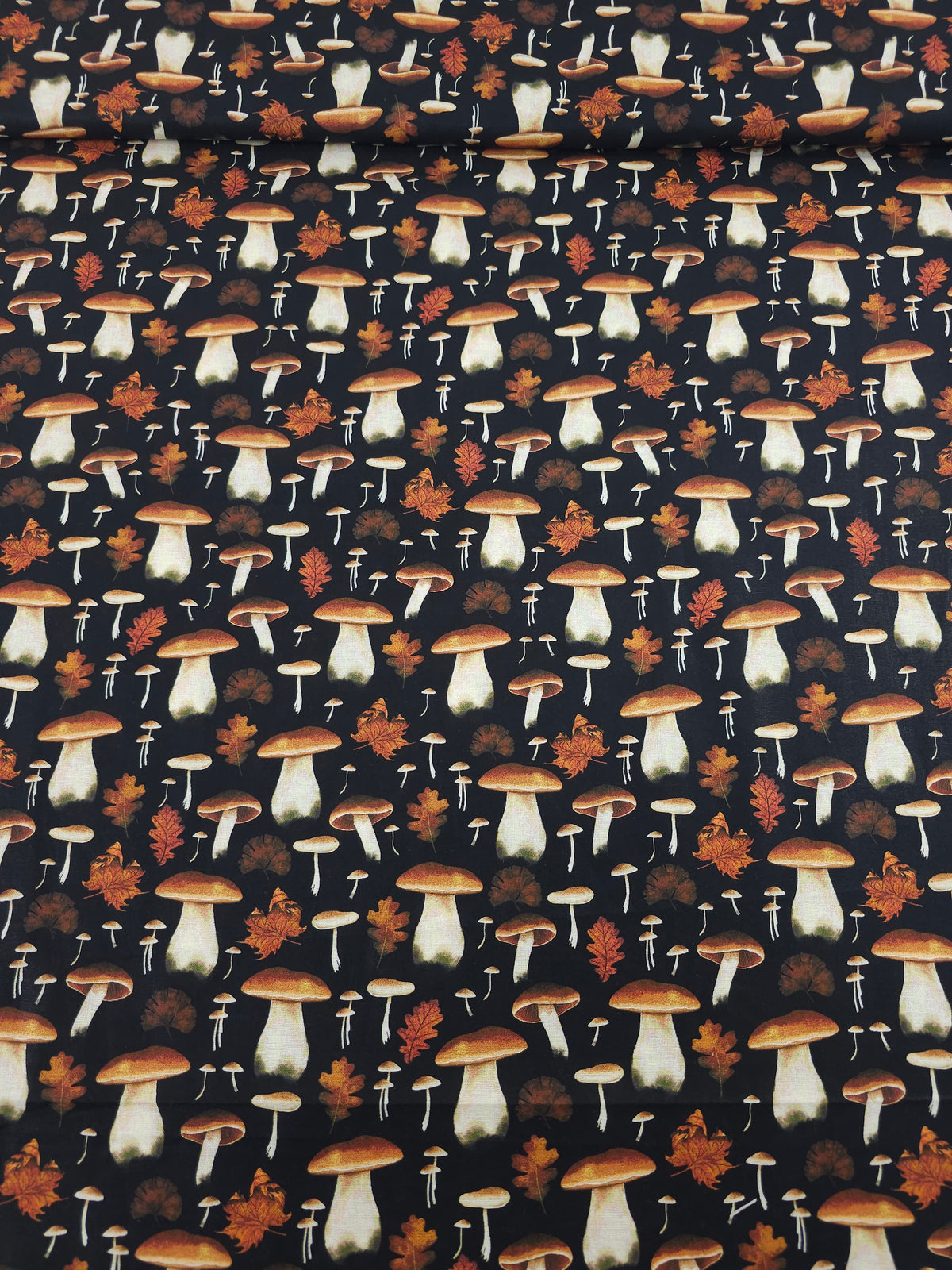 Fall Mushroom Leaves 100% Cotton