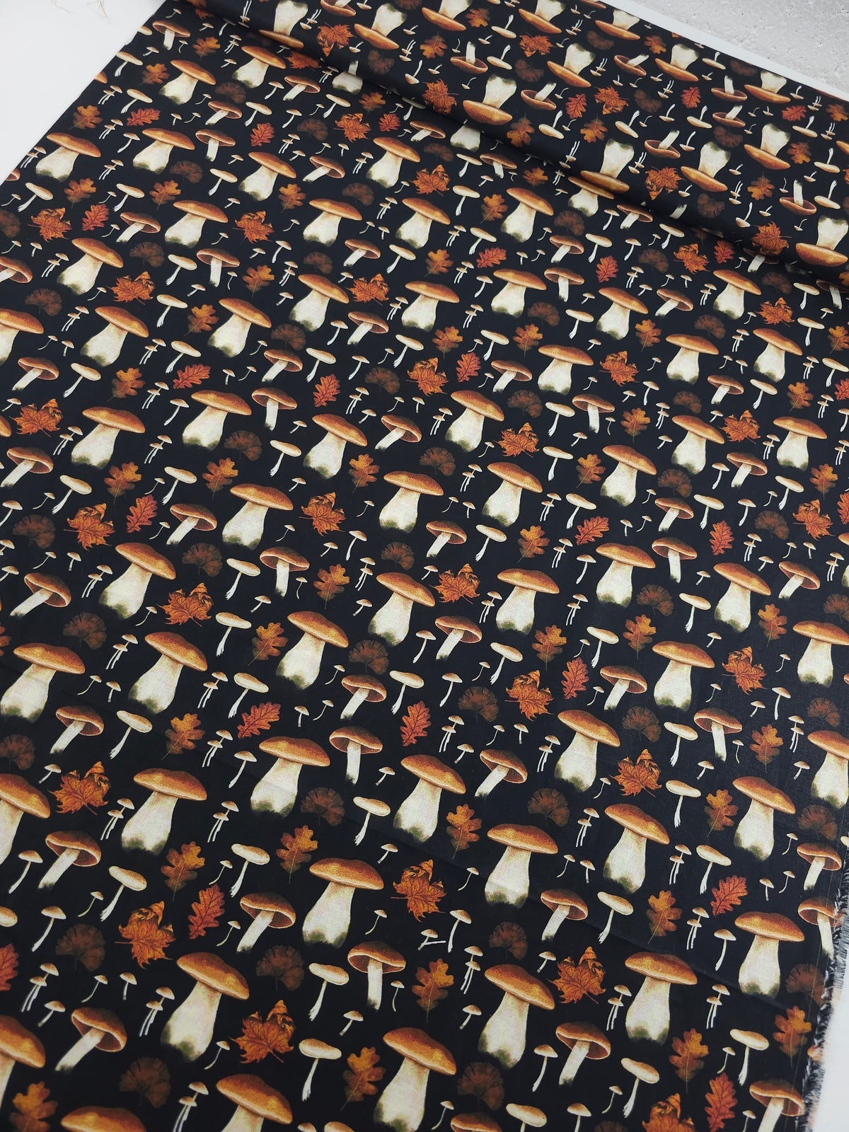 Fall Mushroom Leaves 100% Cotton