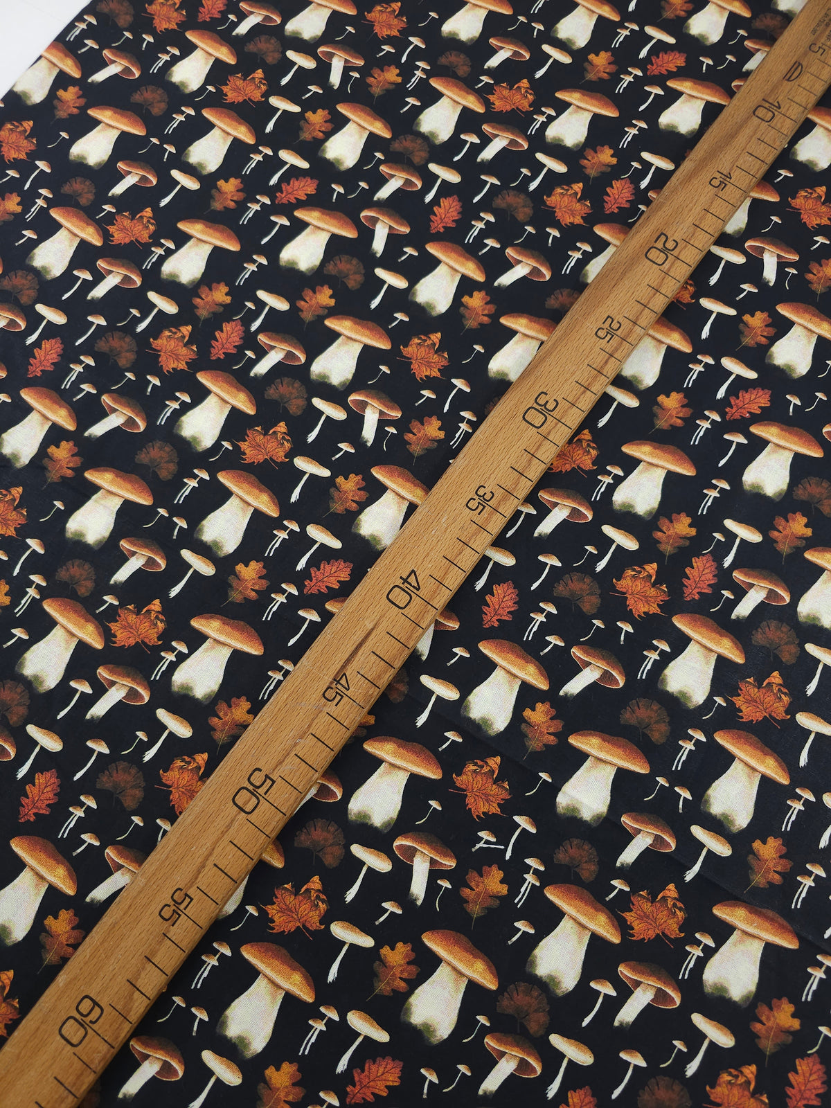 Fall Mushroom Leaves 100% Cotton