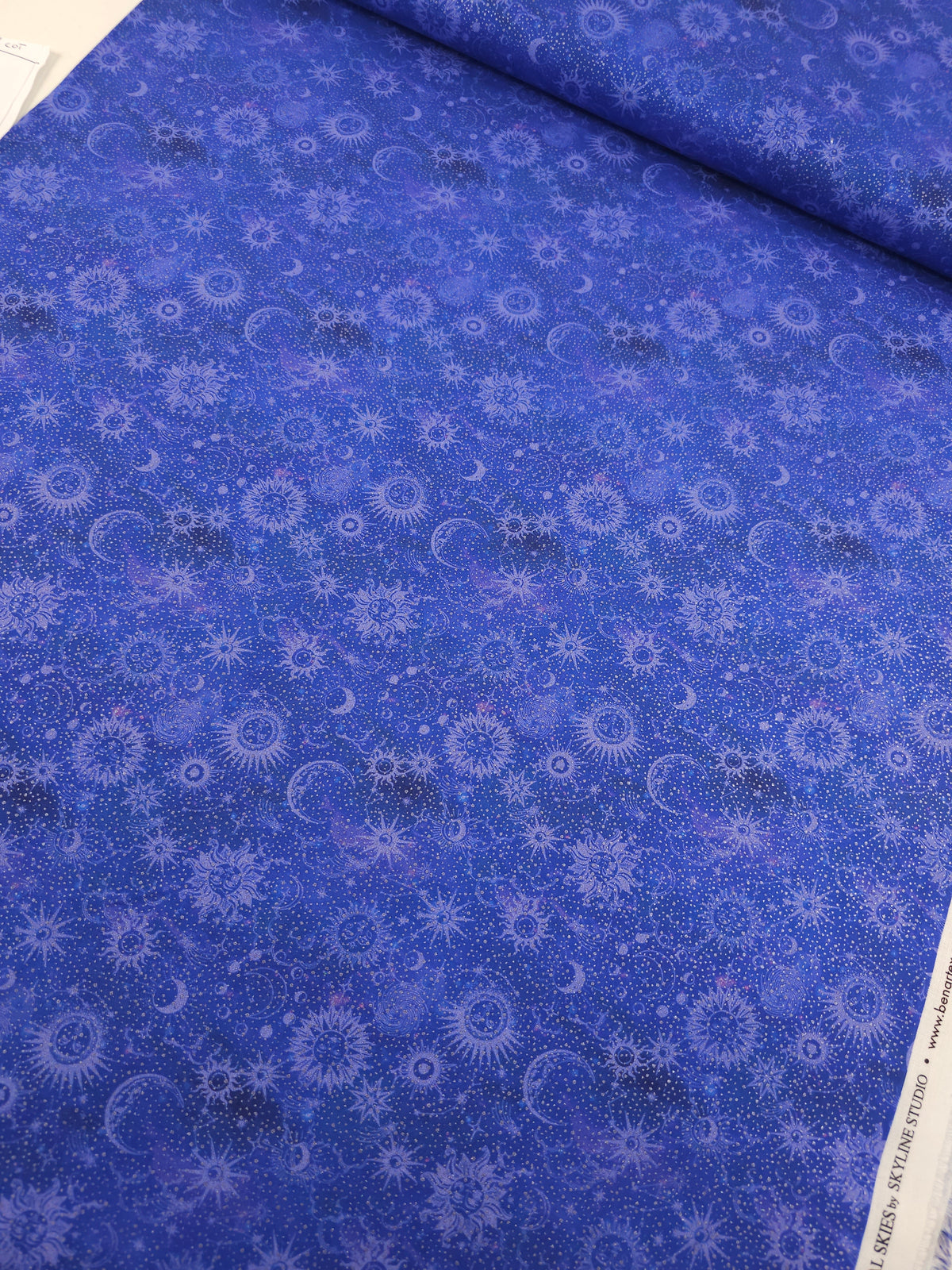Indigo/Silver Speckle Celestial Sun 100% Cotton - Benartex
