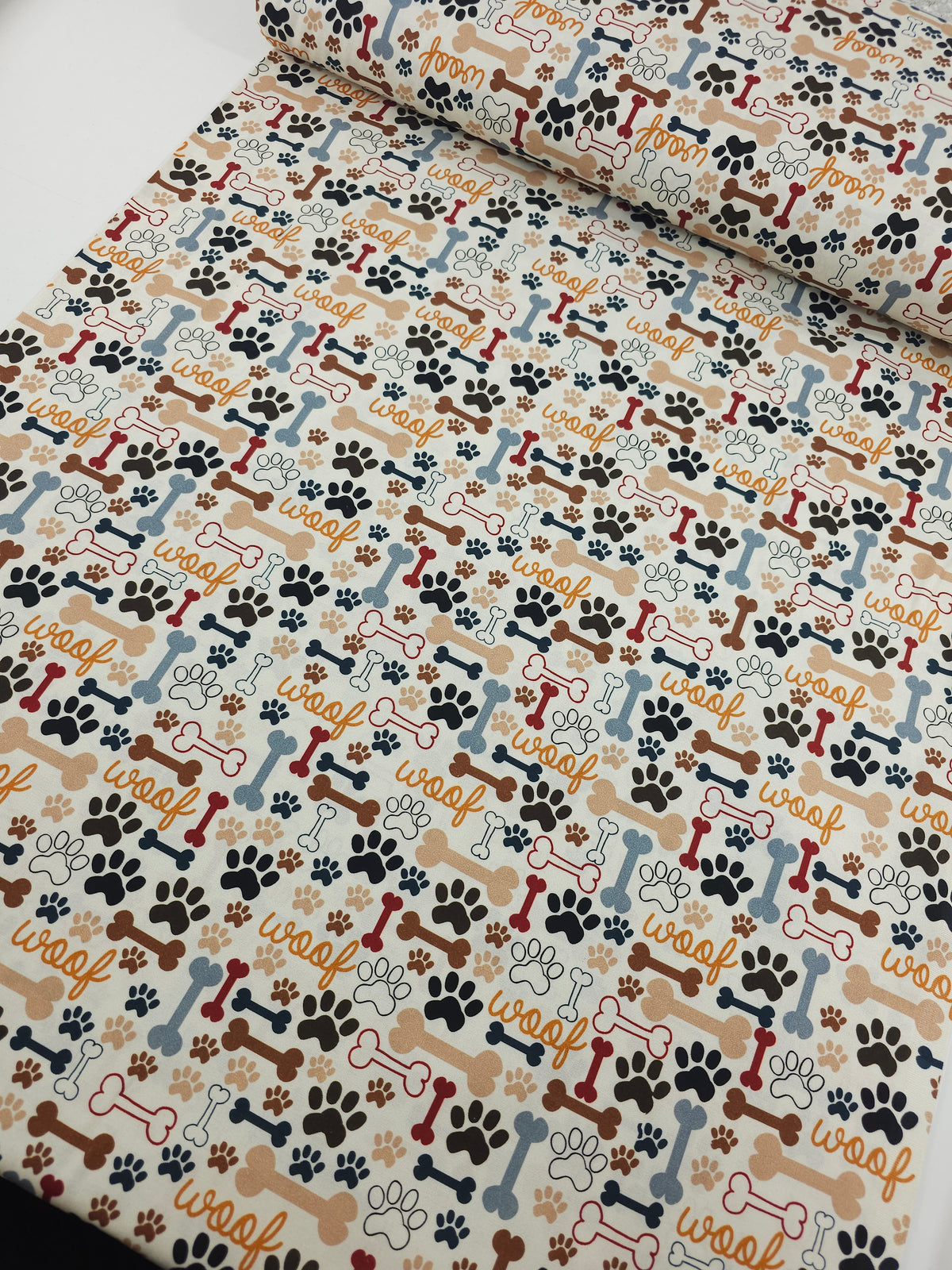 Dog Bone Paw 100% Cotton