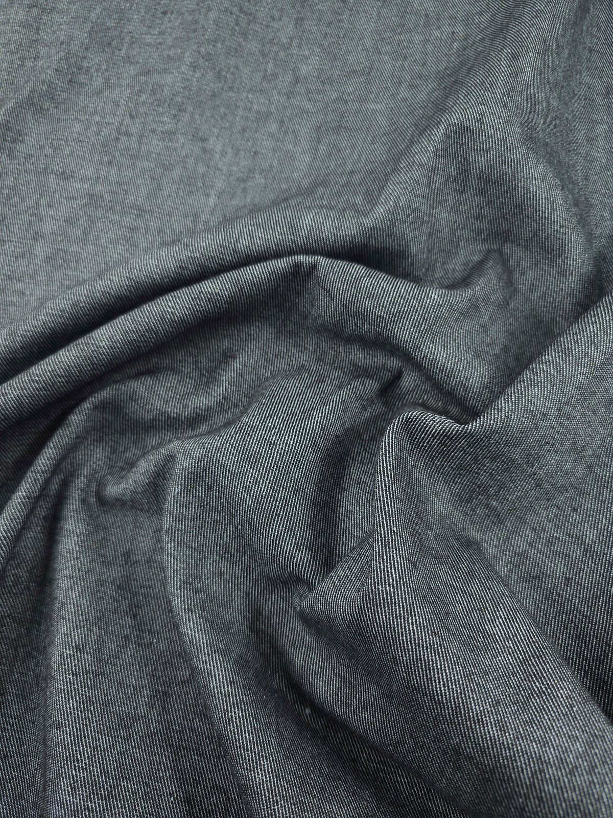 Dark Grey Twill Lightweight Denim