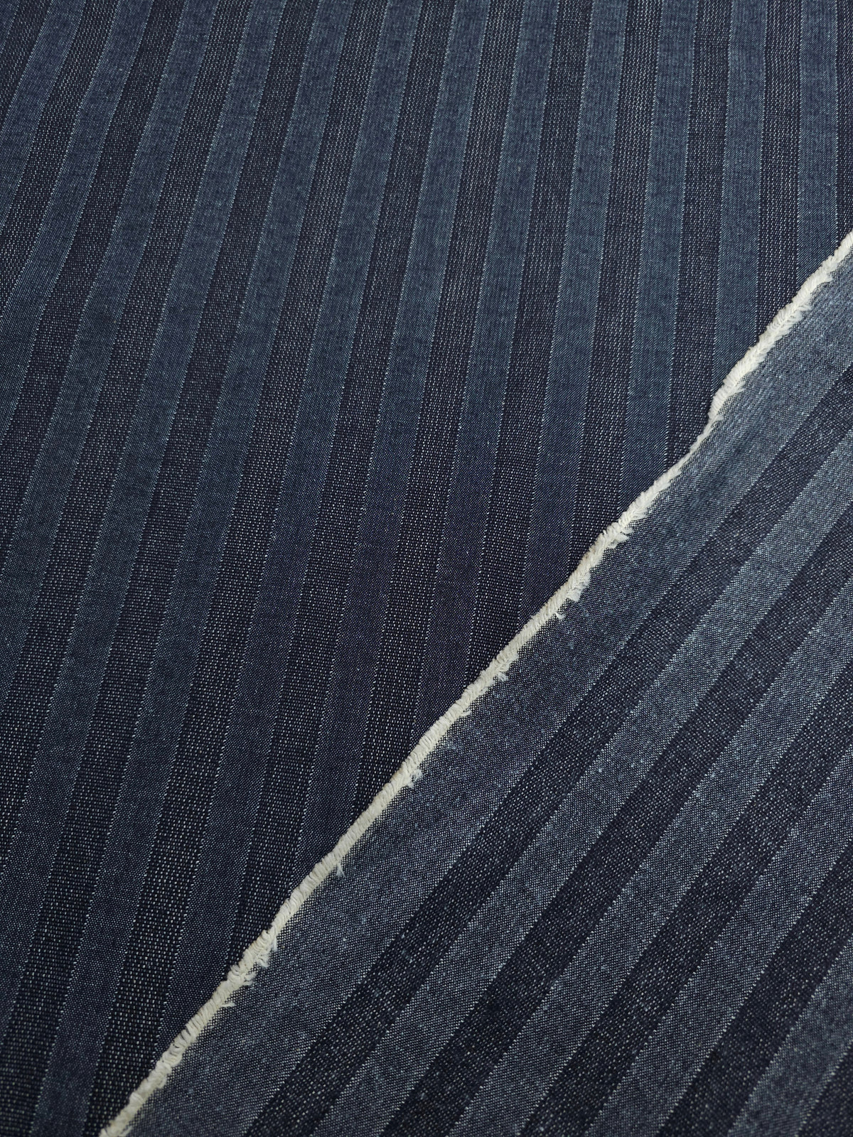 Navy Washed Stripe Denim