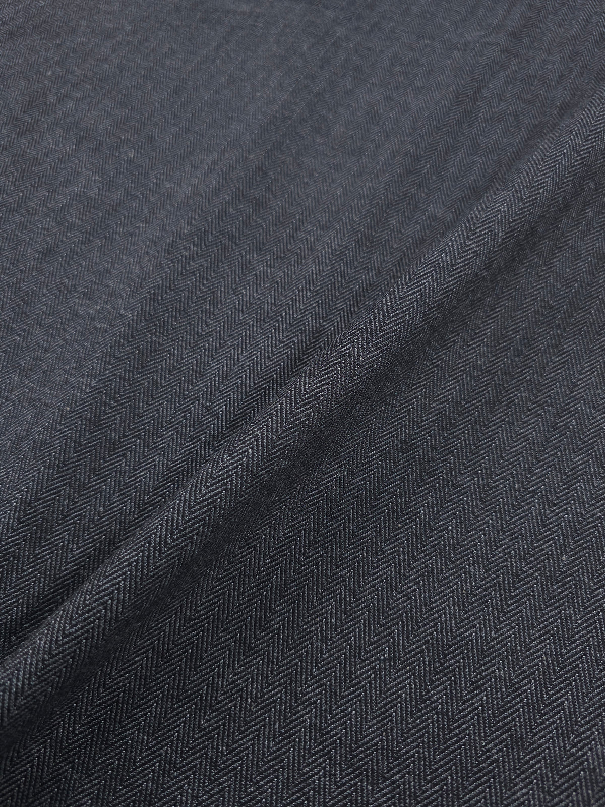 Charcoal Grey Herringbone Denim